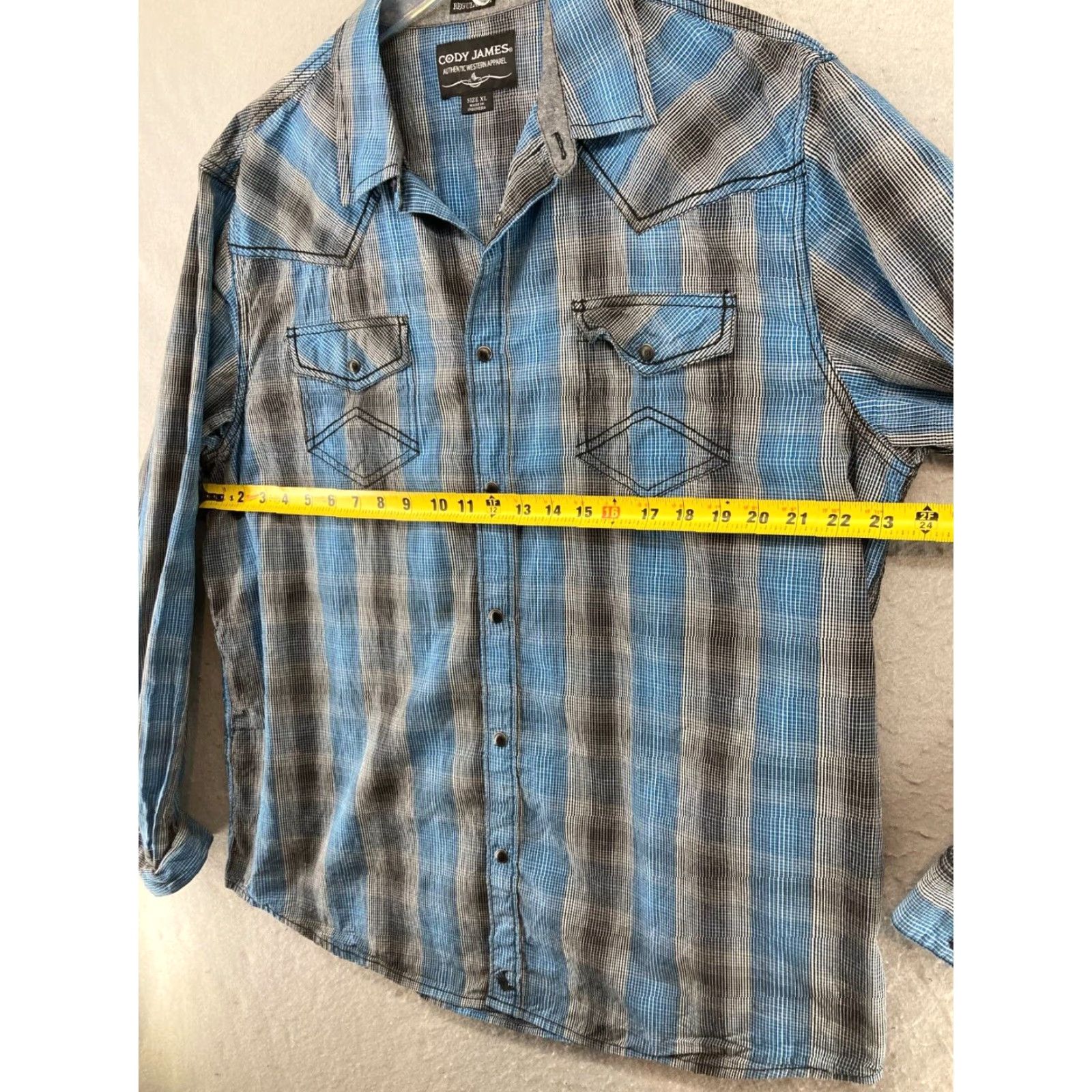 Cody James Cody James Western Shirt XL Blue Striped Snap Button-Up Regular Fit Mens Size US XL / EU 56 / 4 - 2 Thumbnail