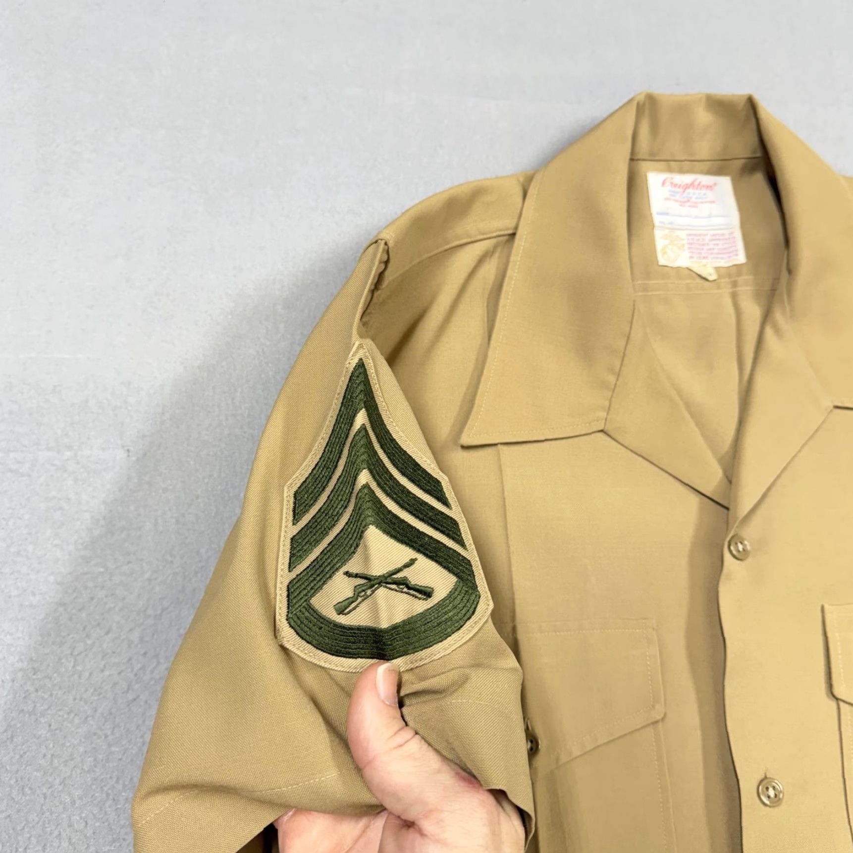 Vintage VINTAGE Creighton Shirt Mens Small Beige USMC Staff Sgt Short Sleeve Uniform Size US S / EU 44-46 / 1 - 3 Thumbnail