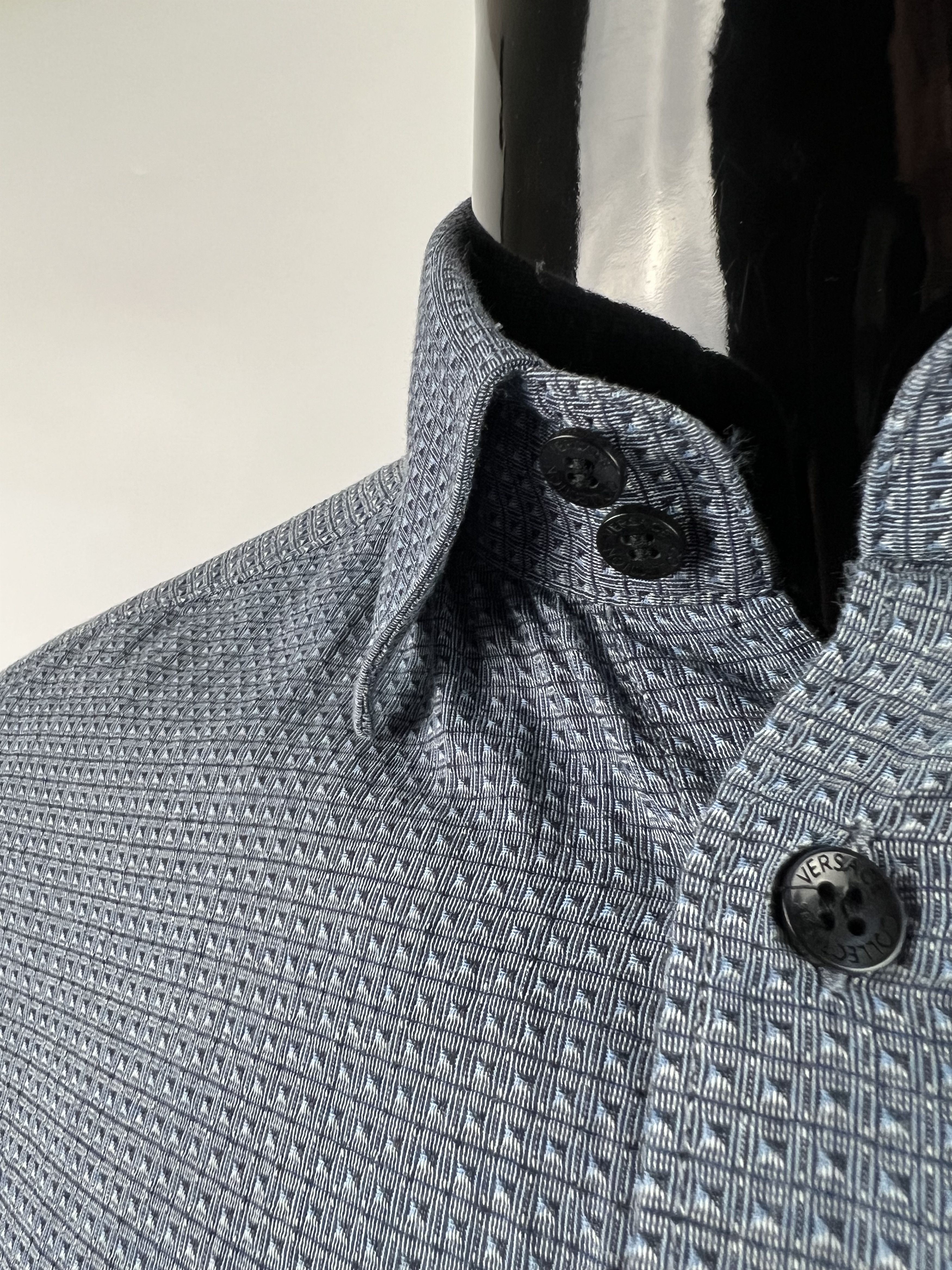 Versace Versace Collection Blue Cotton Button Up Shirt Size 16/41 Size US L / EU 52-54 / 3 - 7 Thumbnail