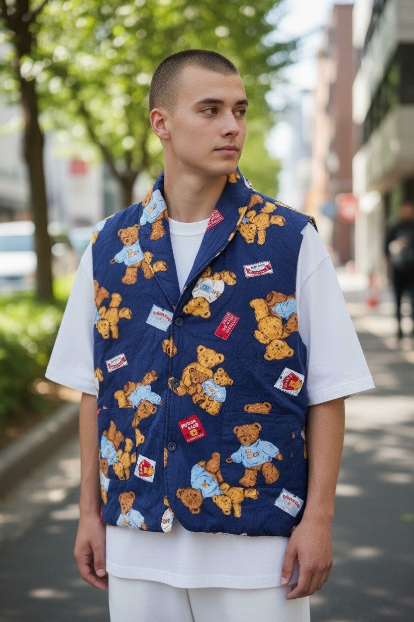 Vintage Anima Bear Pajamas Club Vest fullprint nice design