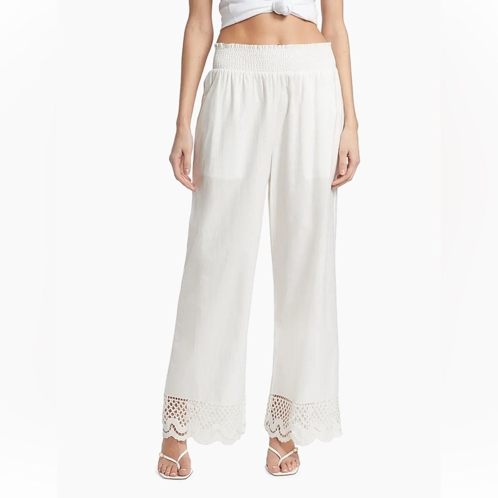 Rails Rails $178 Henrik White Cotton Scalloped Hem Pants Small EUC Size 24" / US 00 / IT 34 - 9 Thumbnail