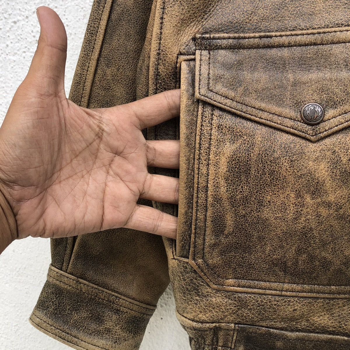 Vintage Vintage 90s GK Global Cowhide Leather Bomber Jacket Size US L / EU 52-54 / 3 - 6 Thumbnail
