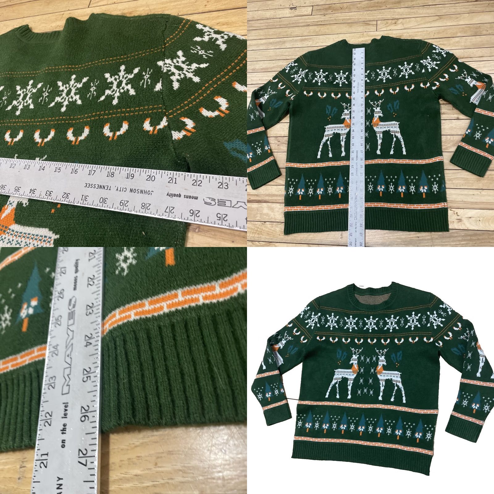 Shein SheIn Ugly Christmas Sweater Adult XL Holiday Reindeer Snowflake Print Green Shirt Pullover KnIT Crew Neck Men Men Christmas Holiday Theme 90s? Size US XL / EU 56 / 4 - 8 Thumbnail