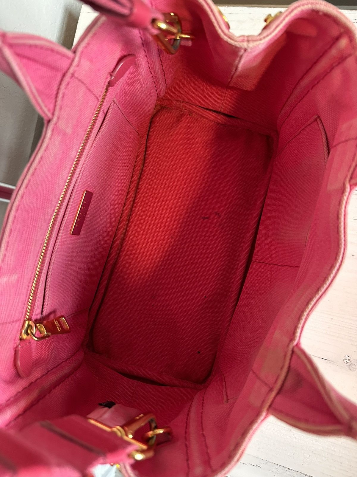 Prada Pink Prada Canapa Tote With Strap Size ONE SIZE - 5 Thumbnail