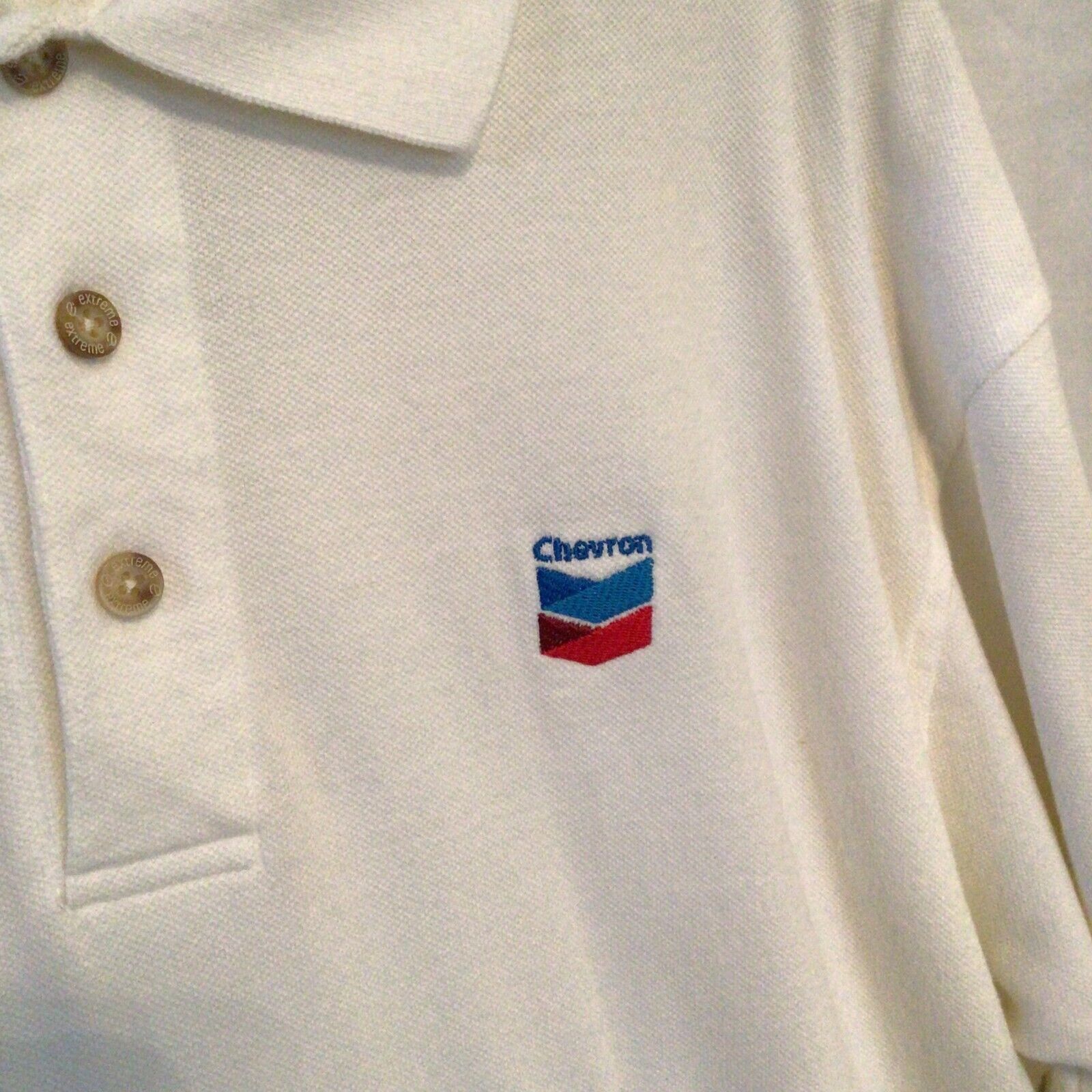 The Unbranded Brand Chevron Gas Station White Employee Oil Collar Polo Shirt XL Size US XL / EU 56 / 4 - 2 Thumbnail