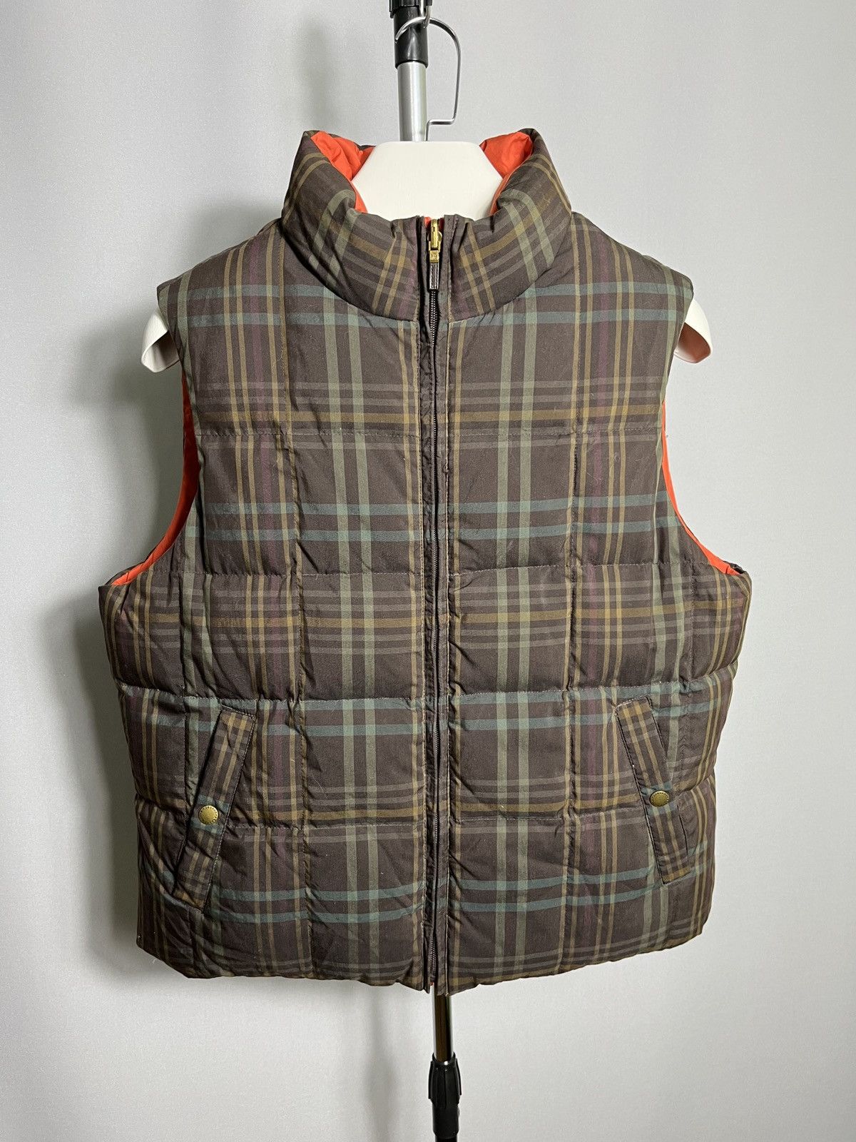 Lauren Ralph Lauren Ralph Lauren Down Puffer Vest Jacket Orange Check Reversible Size L / US 10 / IT 46 - 1 Thumbnail