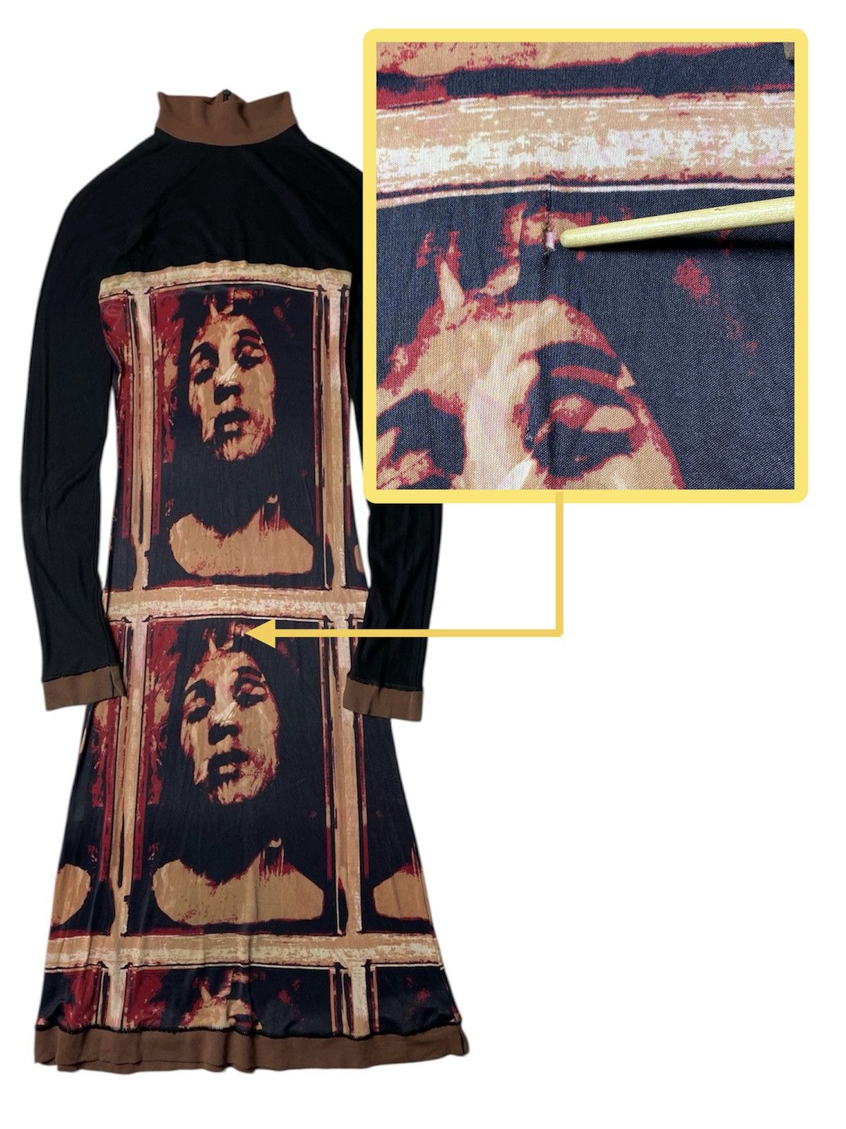 Jean Paul Gaultier FW97 JEAN PAUL GAULTIER FACE PRINT DRESS Size S / US 4 / IT 40 - 9 Thumbnail