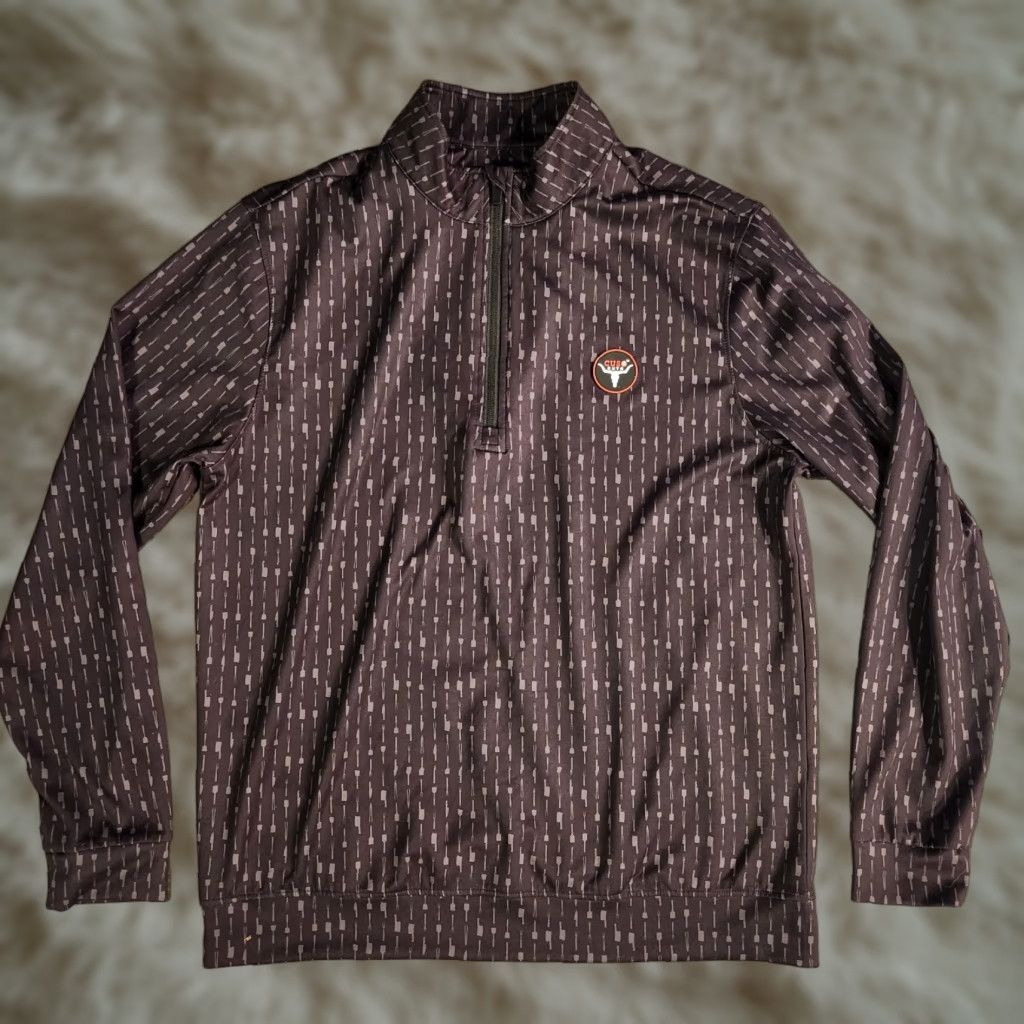 Vintage Waggle Cuso Cuts 1/4 Zip Pullover Mens XL AOP Gray Long Sleeve Lightweight Quick Dry Performance Folded in Waggle In The Hunt Golf/Grill Smoker Rare Size US L / EU 52-54 / 3 - 1 Thumbnail