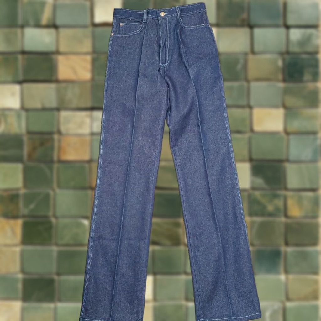 Custo Barcelona VINTAGE Customised Jeans Pants Womens 14 AT&T Logo Straight Leg Taiwan 70s 80s Size 36" / US 14 / IT 50 - 1 Thumbnail