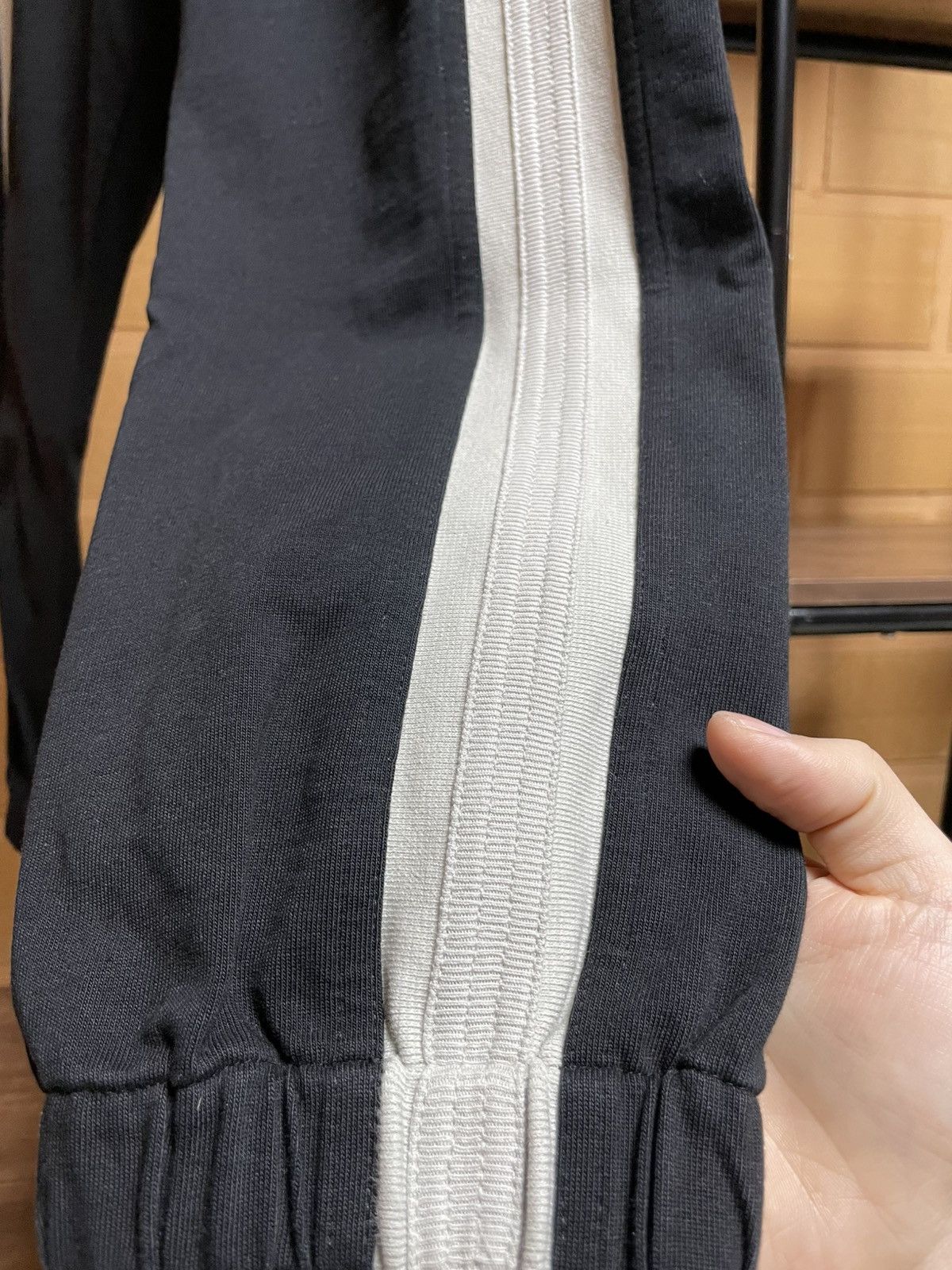 Rick Owens FW19 Oyster Black Side Stripe Track Pants 46