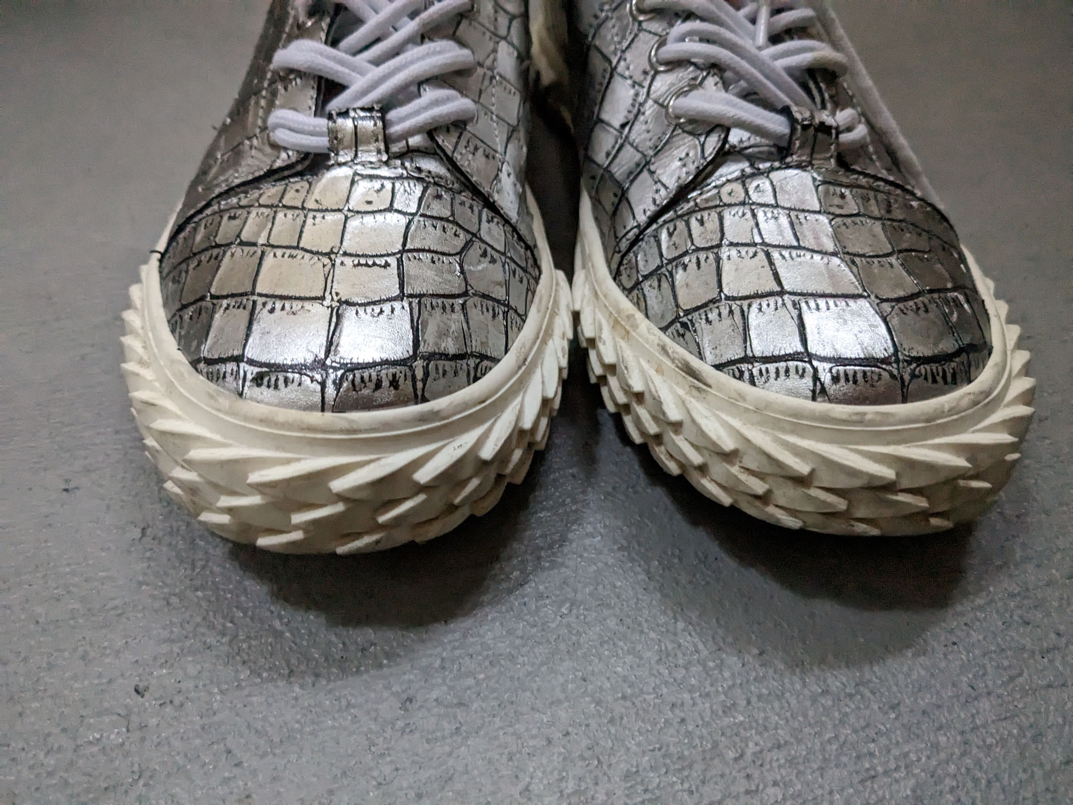 Giuseppe Zanotti Giuseppe Zanotti Sneakers Silver Crocodile Embossed High Top Size US 10 / EU 43 - 2 Thumbnail