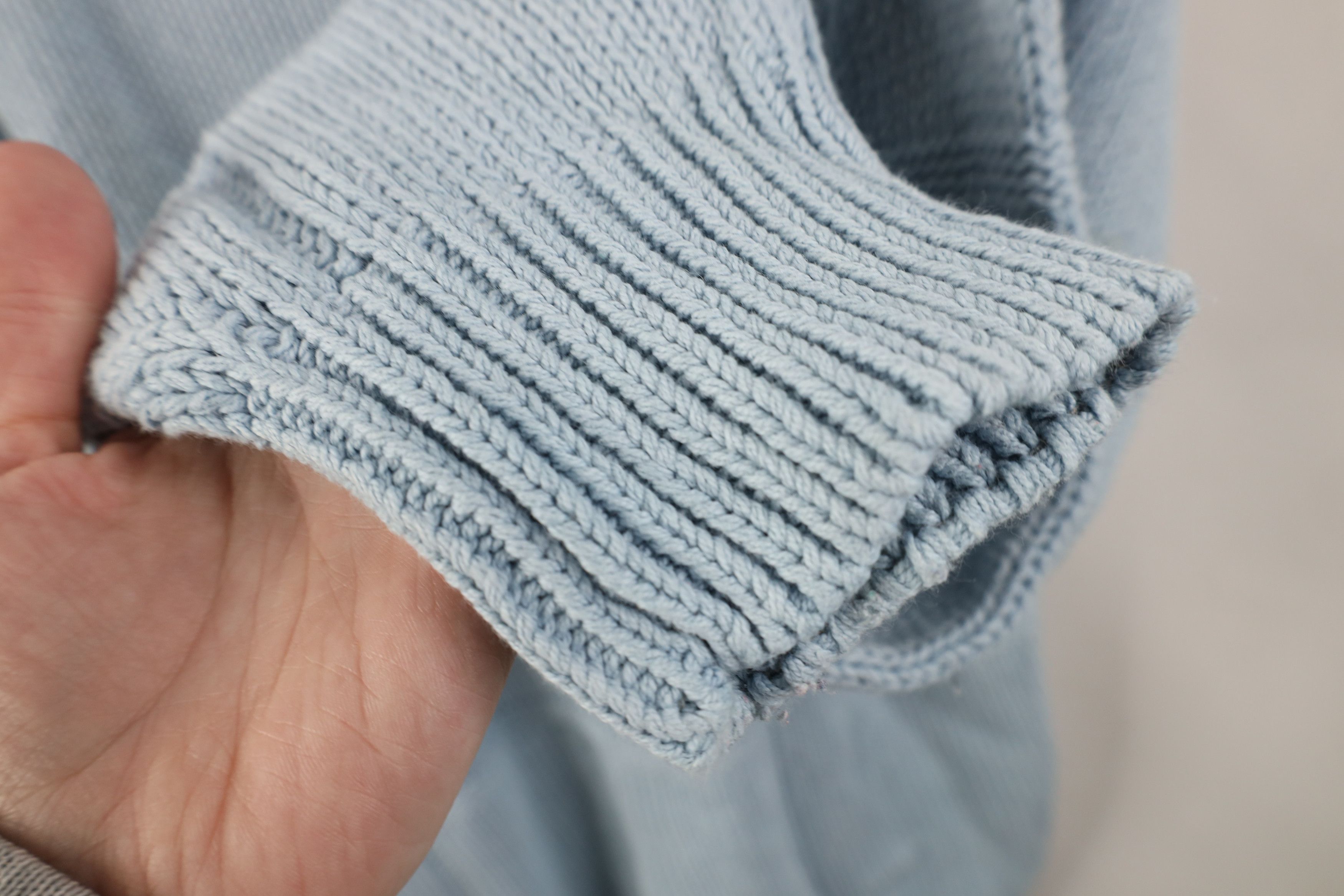 Vintage Vintage 90s Streetwear Ribbed Knit Sweater Carolina Blue Size US XL / EU 56 / 4 - 7 Thumbnail