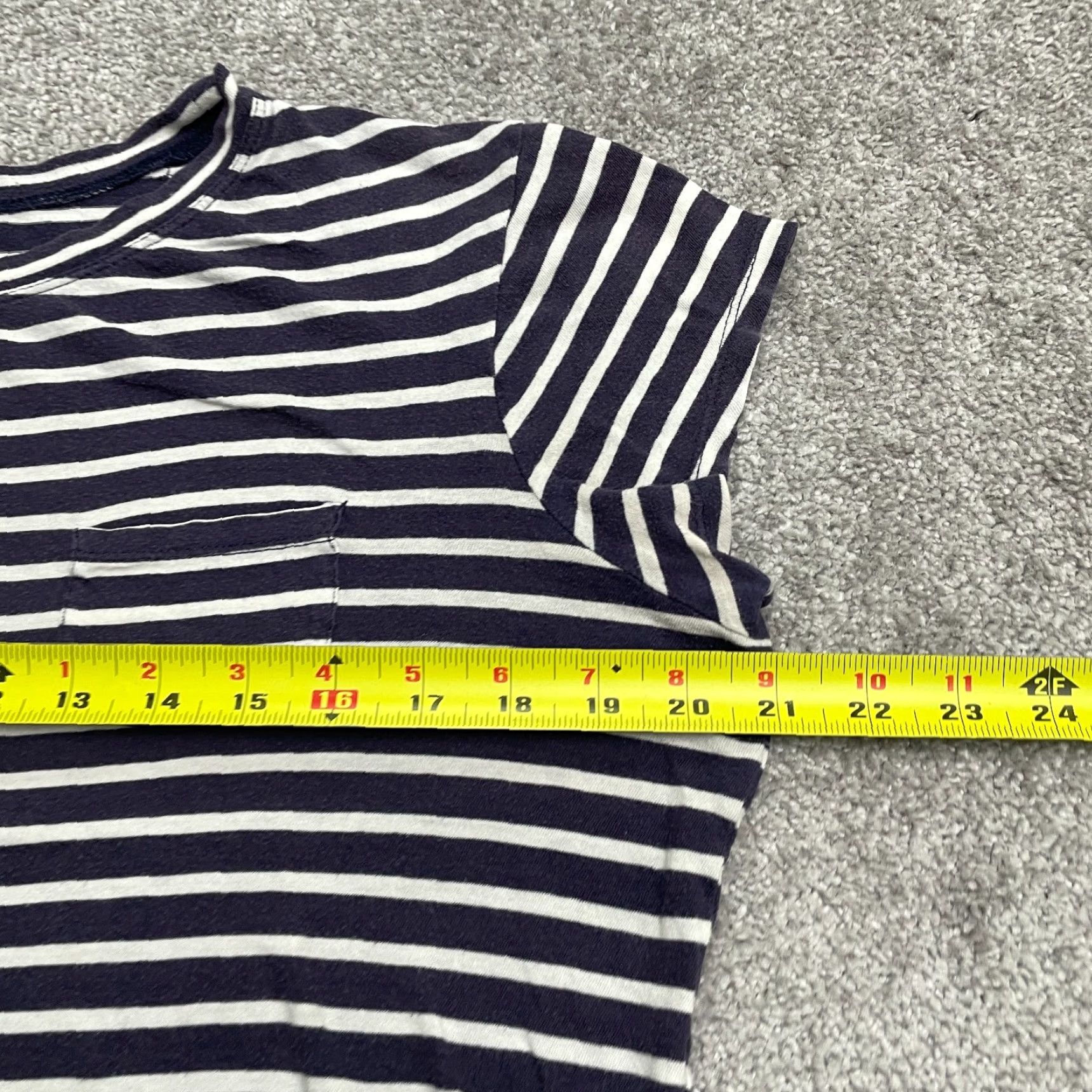 Urban Outfitters Urban Outfitters Cropped Top T-Shirt Womens L Blue White Striped Pocket Tee Size L / US 10 / IT 46 - 7 Thumbnail