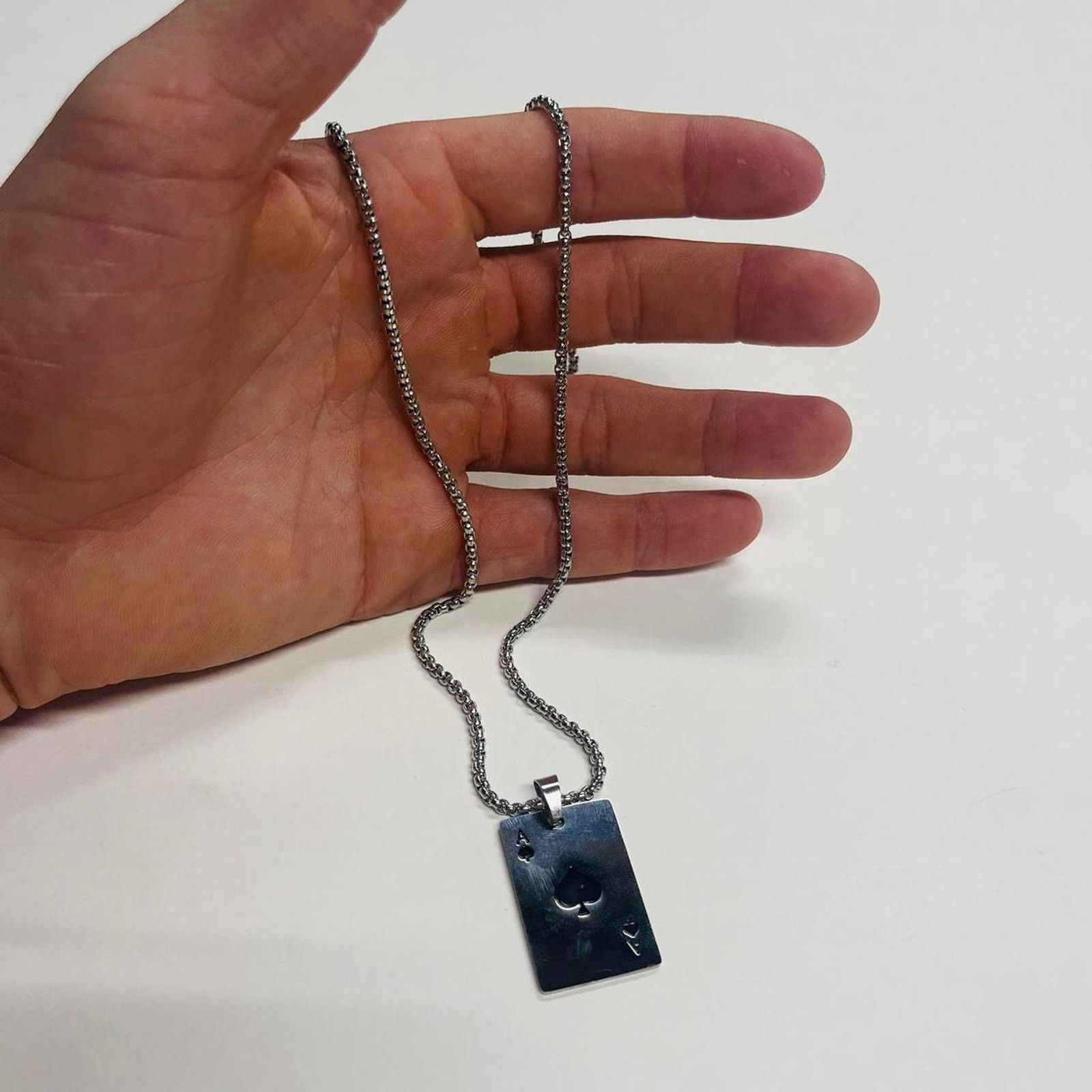 Vintage y2k 2000s card chain cute goth grunge silver necklace Size ONE SIZE - 4 Thumbnail