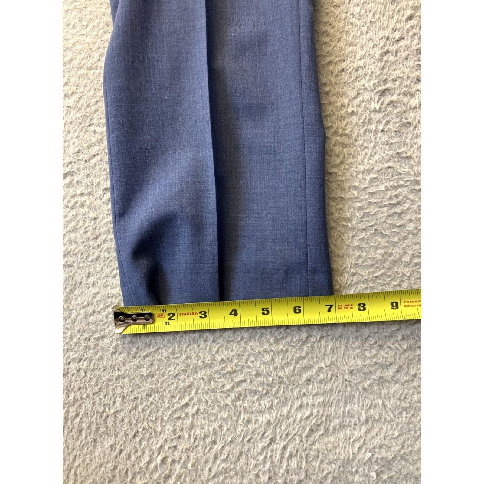 Vintage Bar 111 Dress Pants MEN’s 30x32 Blue Slim Flat Front Button Zip Wool Workwear, Formal, Business, Wedding, Straight Leg, Regular, 30x32, Men Size US 30 / EU 46 - 5 Thumbnail