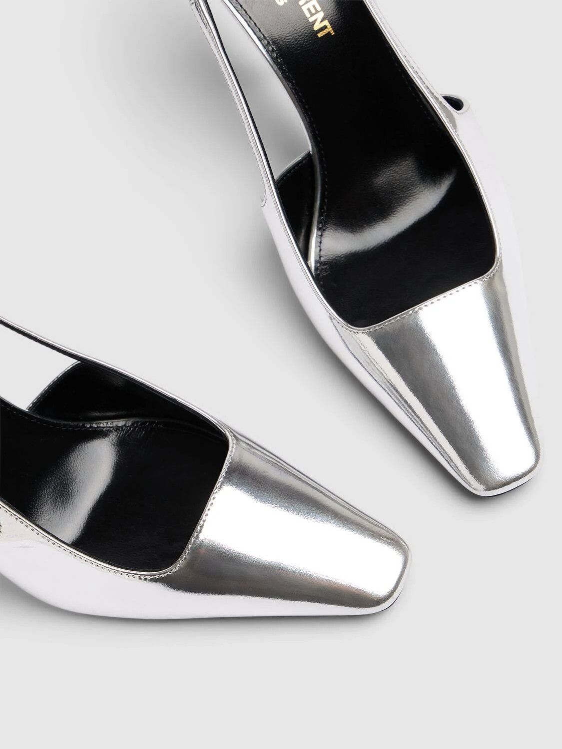 Saint Laurent Paris o1b1hav110924 Blade Slingback Pumps Mirrored in Silver Size US 8 / IT 38 - 7 Thumbnail