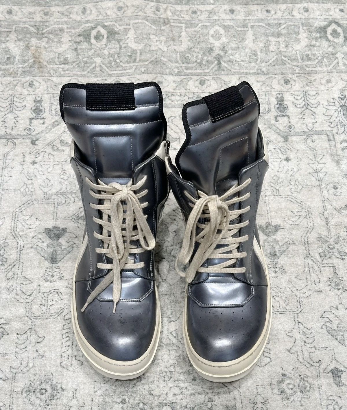 Rick Owens Rick Owens silver mirror inverted triangle high-top shoes Size US 7 / EU 40 - 2 Thumbnail