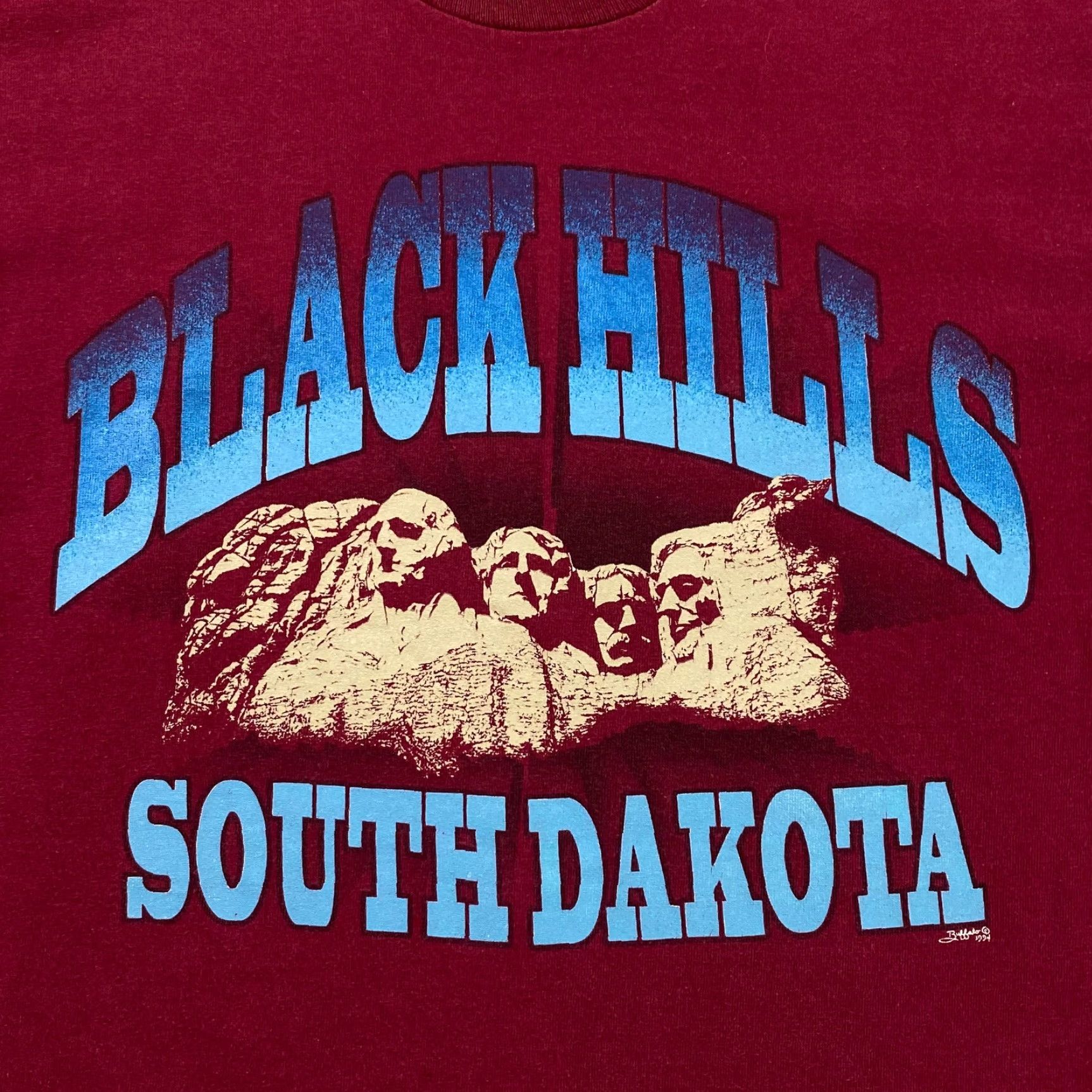 Fruit Of The Loom VINTAGE BLACK HILLS (1994) “South Dakota” Mount Rushmore Single Stitch T-Shirt Medium Shirt Mens Red Burgundy Souvenir Graphic Print 90s 1990s Size US M / EU 48-50 / 2 - 2 Thumbnail