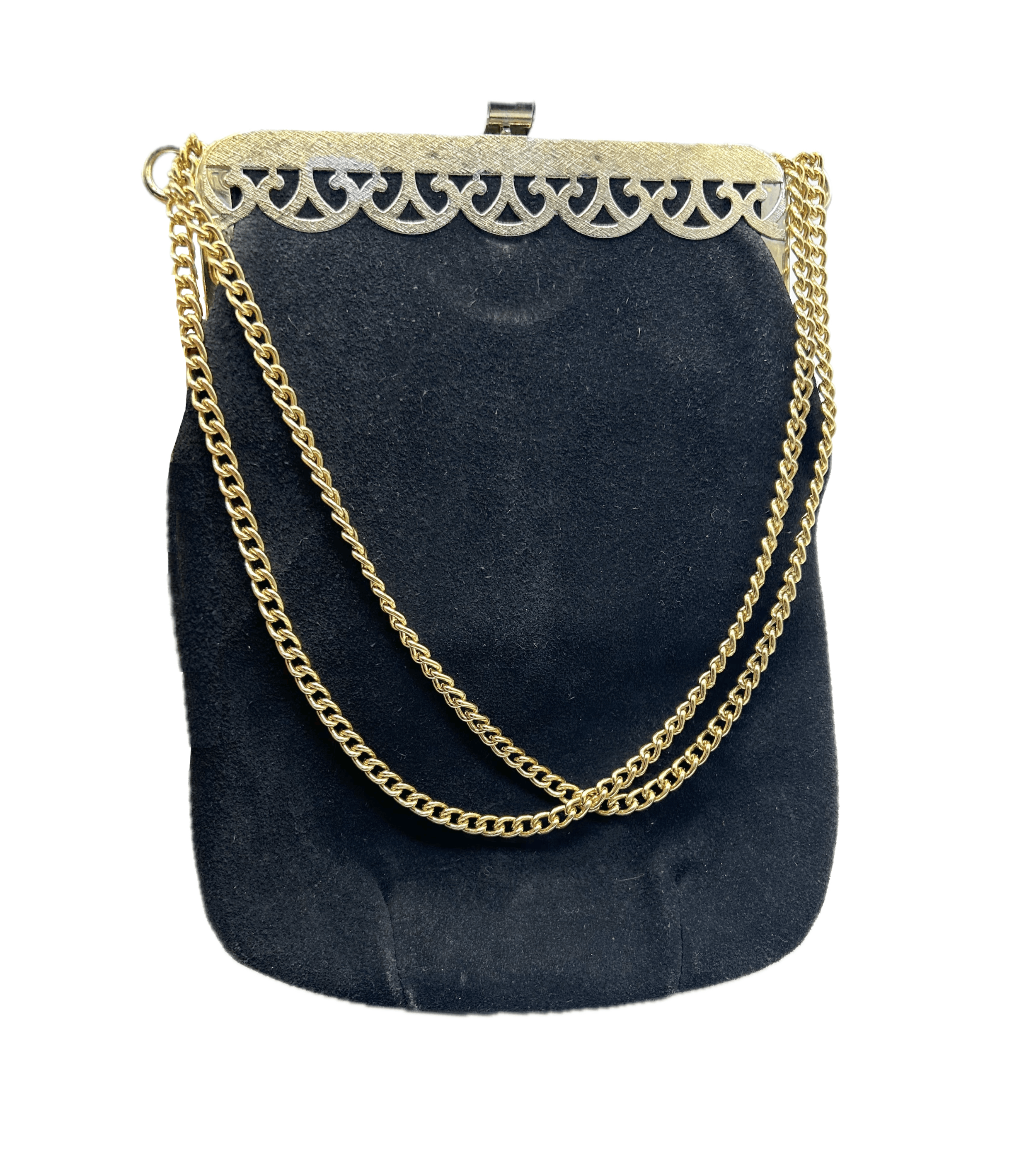 Vintage 1950’s Black Suede Handbag Size ONE SIZE - 1 Thumbnail