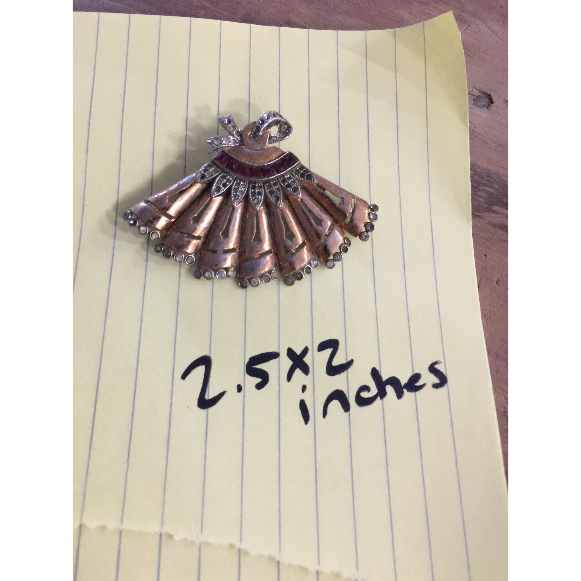 Other Vintage Gold tone Holiday Fan Brooch Pin (Missing Pin) - 2.5 Size ONE SIZE - 5 Thumbnail