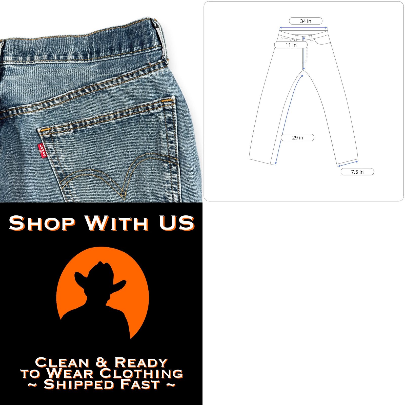 Levi's VINTAGE Levi's 505 Jeans Mens 34x29 Blue Regular Straight Denim Y2K 34x30 Tag Size US 34 / EU 50 - 8 Thumbnail