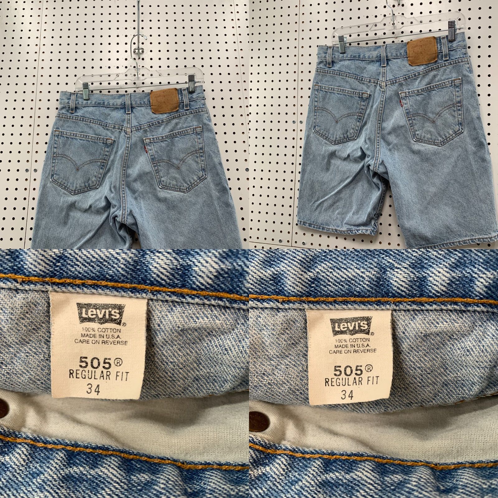 Levi's VINTAGE Levi's 505 Denim Shorts Bermuda Mens Size 33x9 Blue USA Made In USA Regular Fit 90s Jorts Size US 33 - 8 Thumbnail