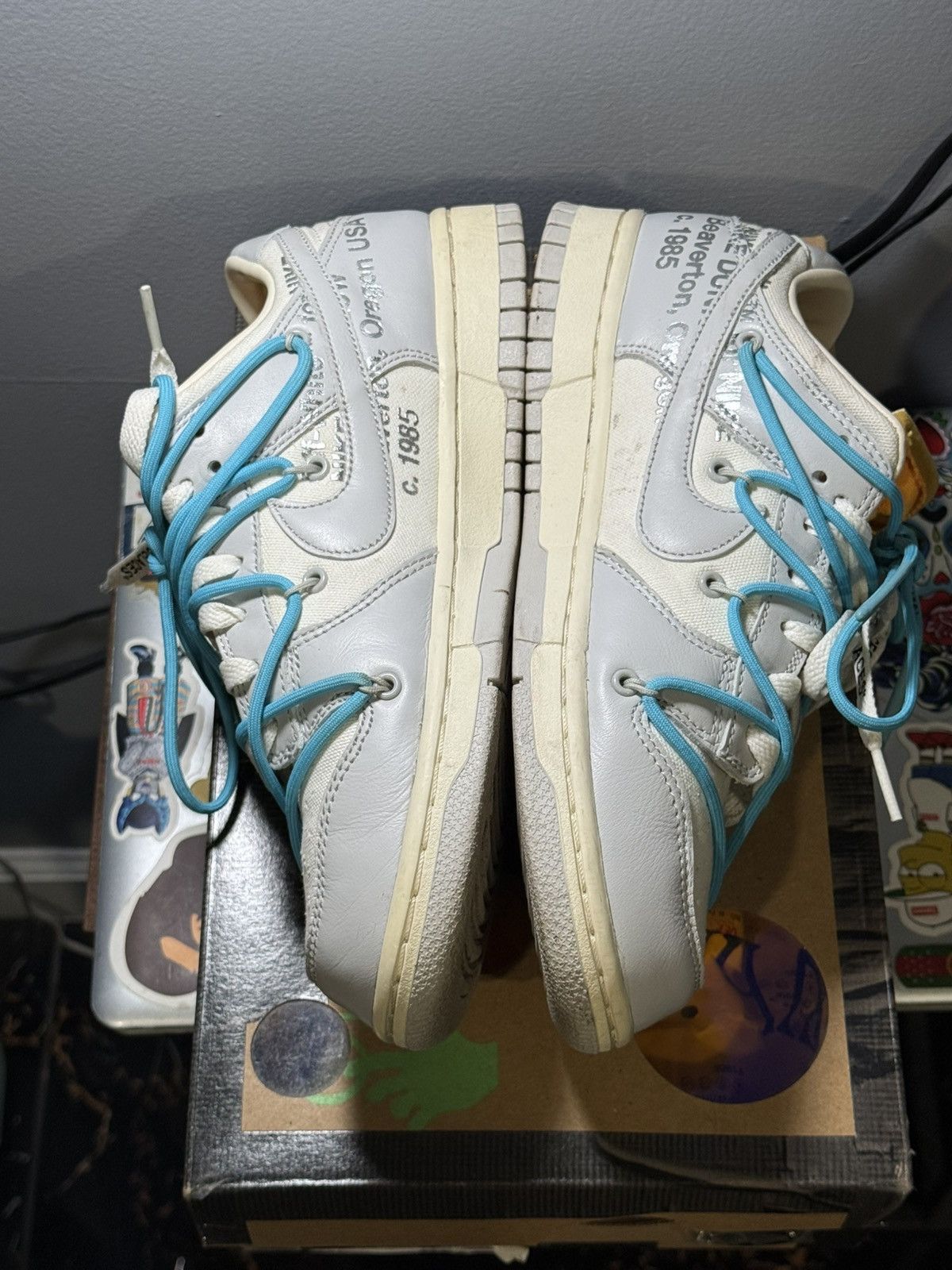 Nike × Off-White Nike Dunk Low Off-White Lot 02 Sail Neutral Grey Blue Size US 7.5 / EU 40-41 - 3 Thumbnail