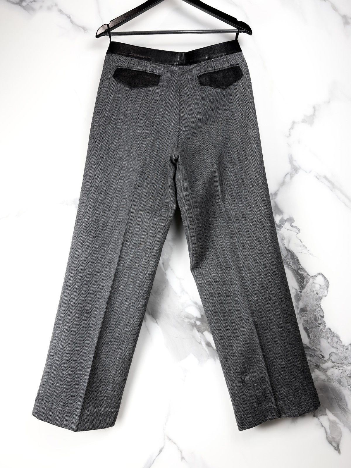 Gucci AW00 Gucci Tom Ford Leather Trim Herringbone Trousers Pants Size US 32 / EU 48 - 2 Thumbnail