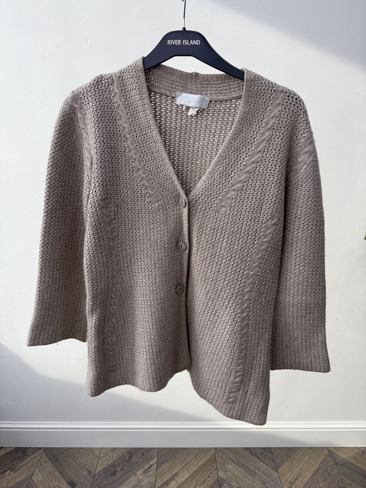 Escada Vintage ESCADA Beige Knit Cardigan Button Up Designer Women Size S / US 4 / IT 40 - 1 Thumbnail