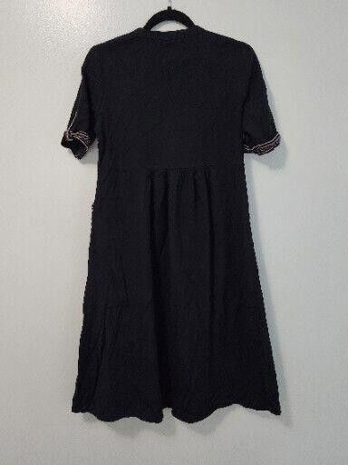 Designer Ethnicity Dress Medium Black Embroidered Short Sleeve Indian Size M / US 6-8 / IT 42-44 - 2 Thumbnail