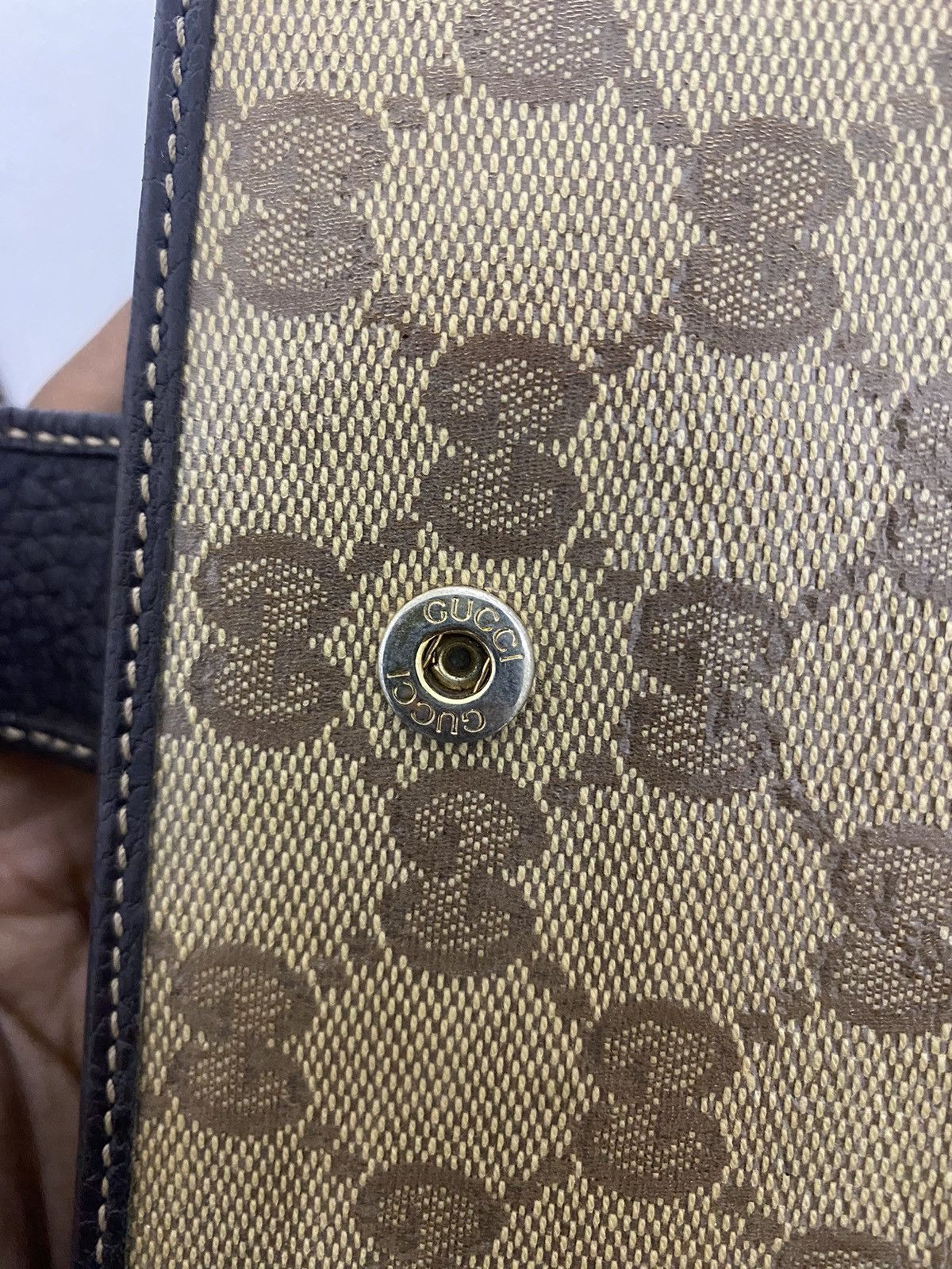 Gucci Gucci Beige/Brown GG Stud Canvas And Leather Flap Wallet Size ONE SIZE - 4 Thumbnail