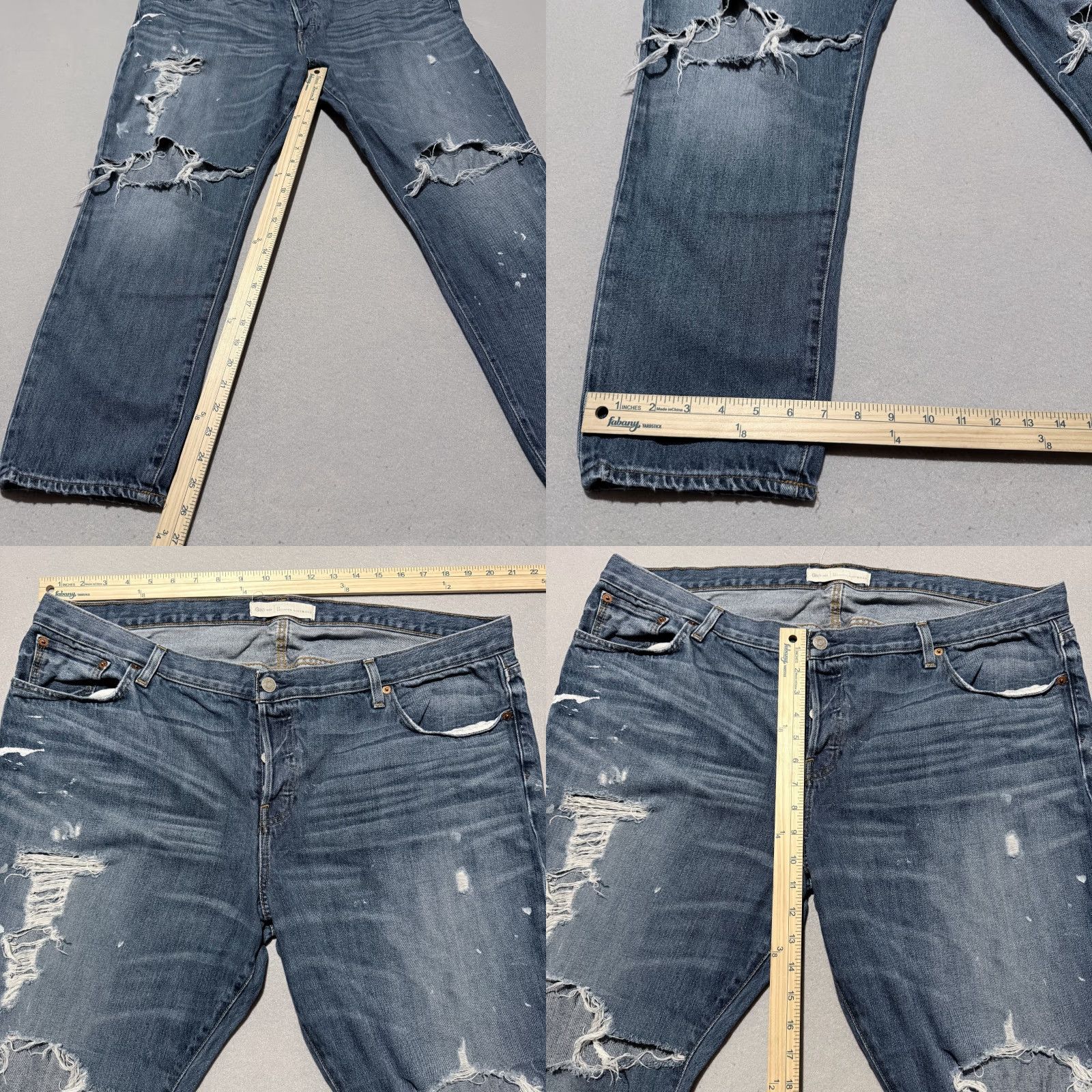 Gap Gap Jeans Womens Blue Denim Distressed Paint Splatter Relaxed Fit - 35 Size 24" / US 00 / IT 34 - 9 Thumbnail