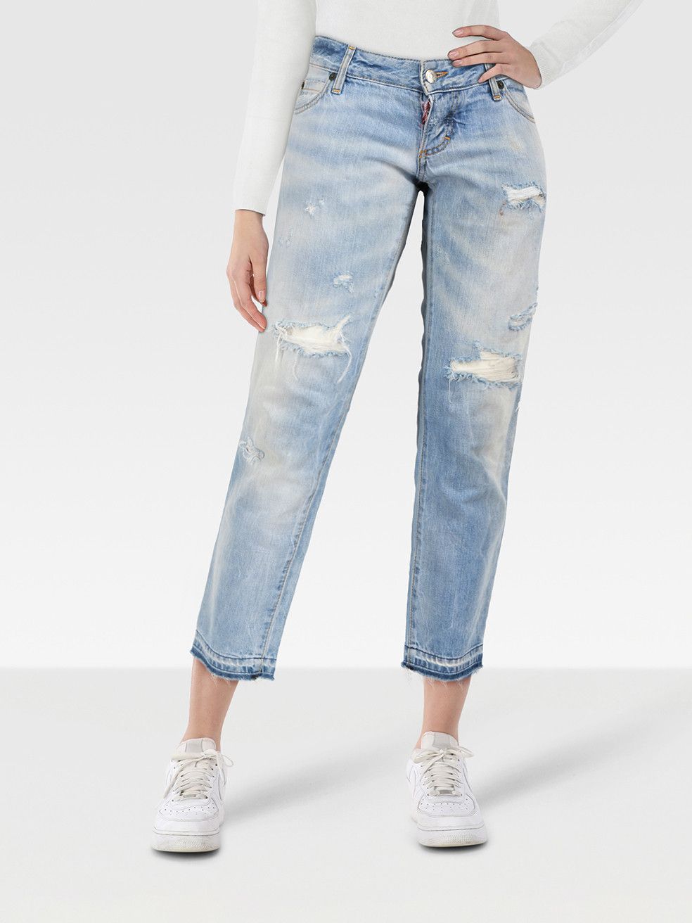 Dsquared2 Light Blue Distressed Skinny Jeans Size 28" / US 6 / IT 42 - 1 Thumbnail