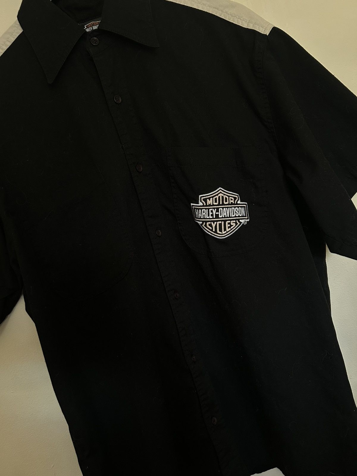 Harley Davidson vintage Harley-Davidson men's button-up short-sleeve shirt. Size US L / EU 52-54 / 3 - 5 Thumbnail