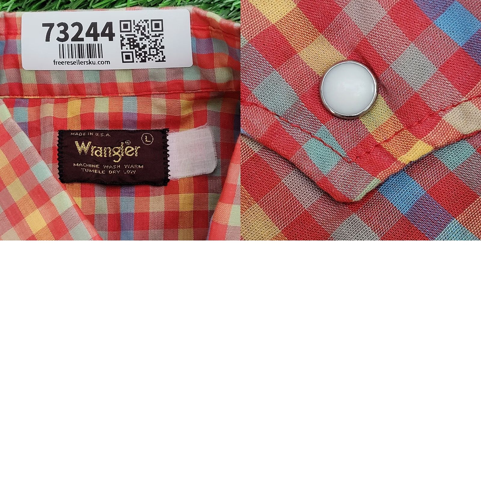 Wrangler VINTAGE Wrangler Cropped Snap Shirt Womens Large 22x15 Red Cotton Polyester Plaid 80s Western Snap Button-Up Casual Mens Womens Boys Girls Size L / US 10 / IT 46 - 8 Thumbnail