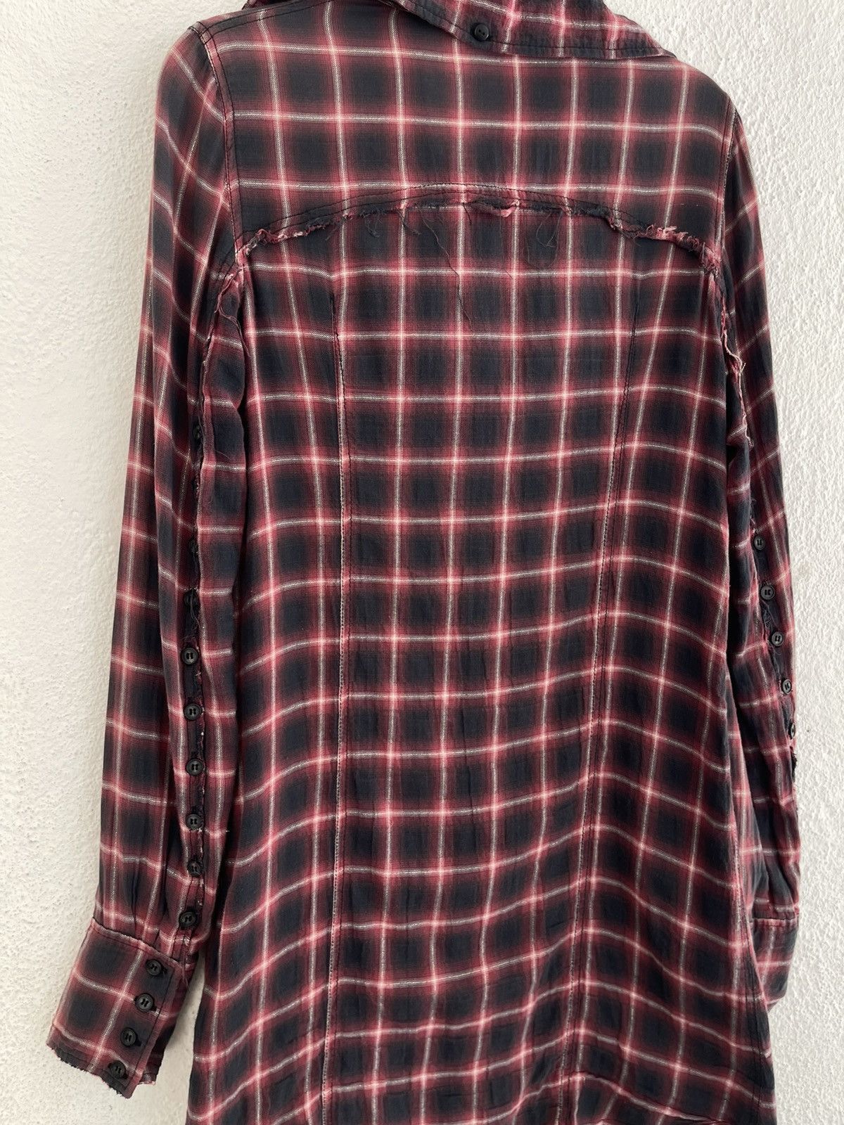 Le Grande Bleu (L.G.B.) LGB Shadow Distressed Plaid Tartan Long Flannel I6W9 Size US M / EU 48-50 / 2 - 14 Thumbnail