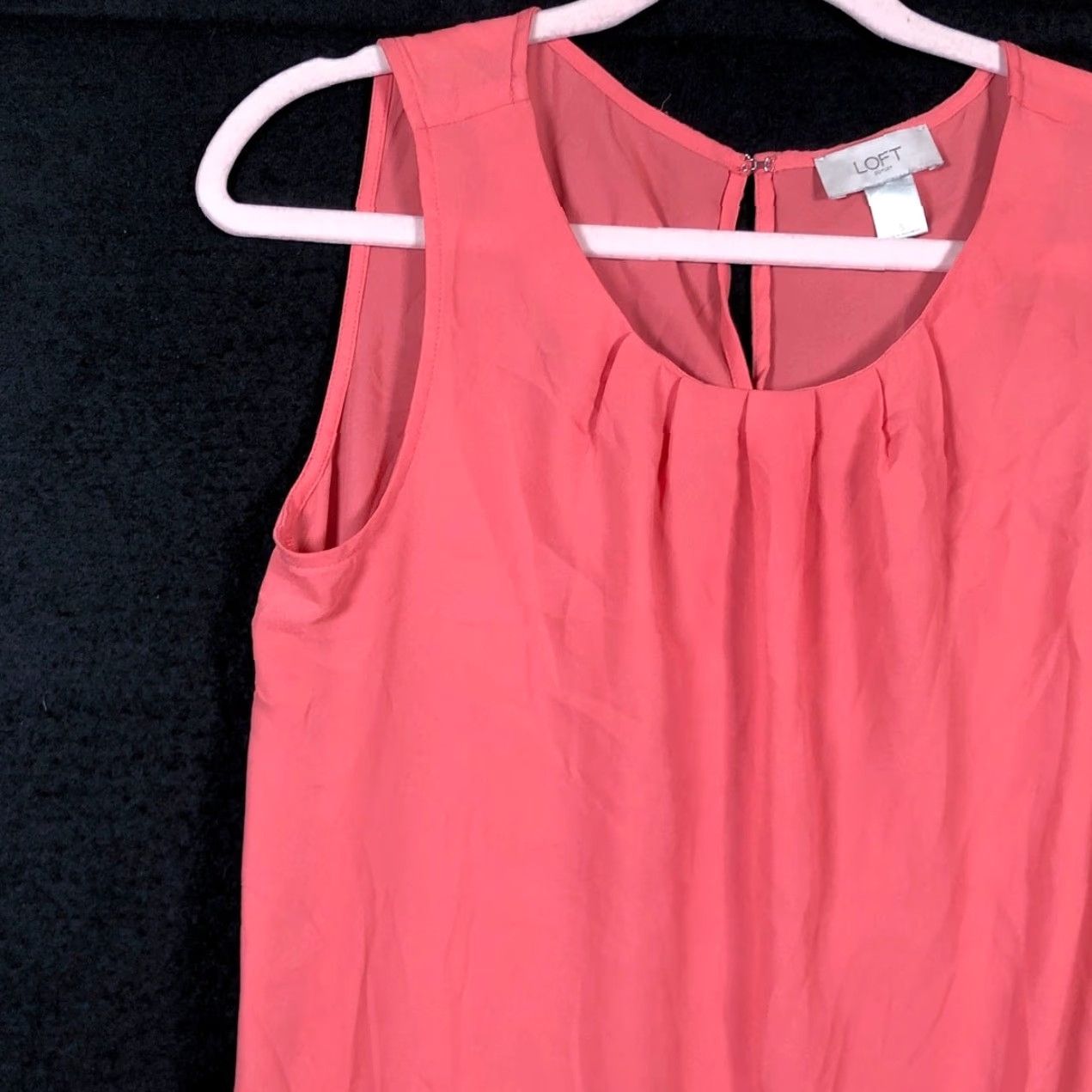 Loft LOFT Pink Pleated Crew Neck Sleeveless Blouse - Small, Women, Casual Workwear, Lightweight Polyester, Chiffon Size S / US 4 / IT 40 - 4 Thumbnail