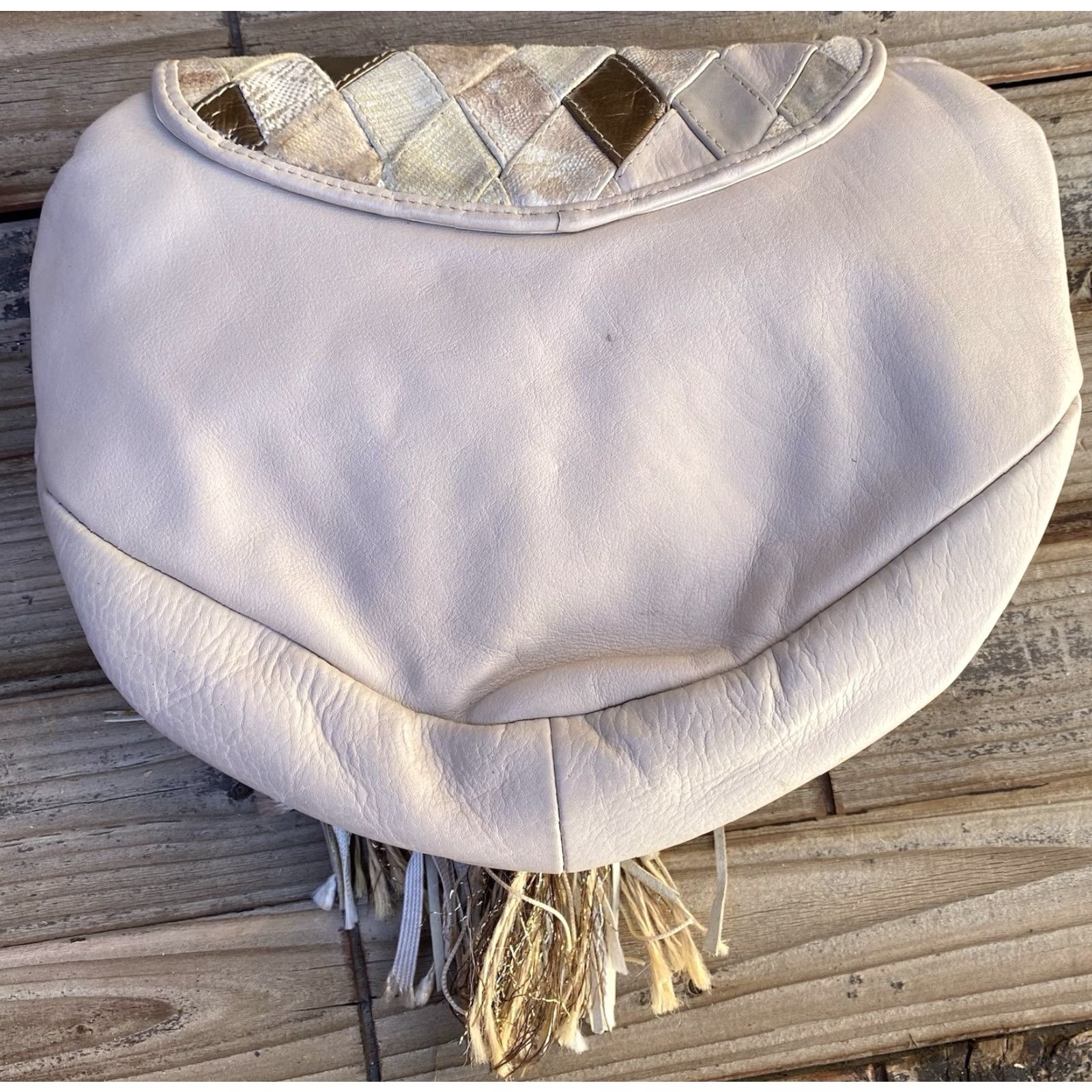 Vintage VINTAGE Brizzolari Leather Purse Clutch Shoulder Strap Beige 80s Womens Party/Cocktail Vintage 1980s Rock Style Masculine? Size ONE SIZE - 3 Thumbnail