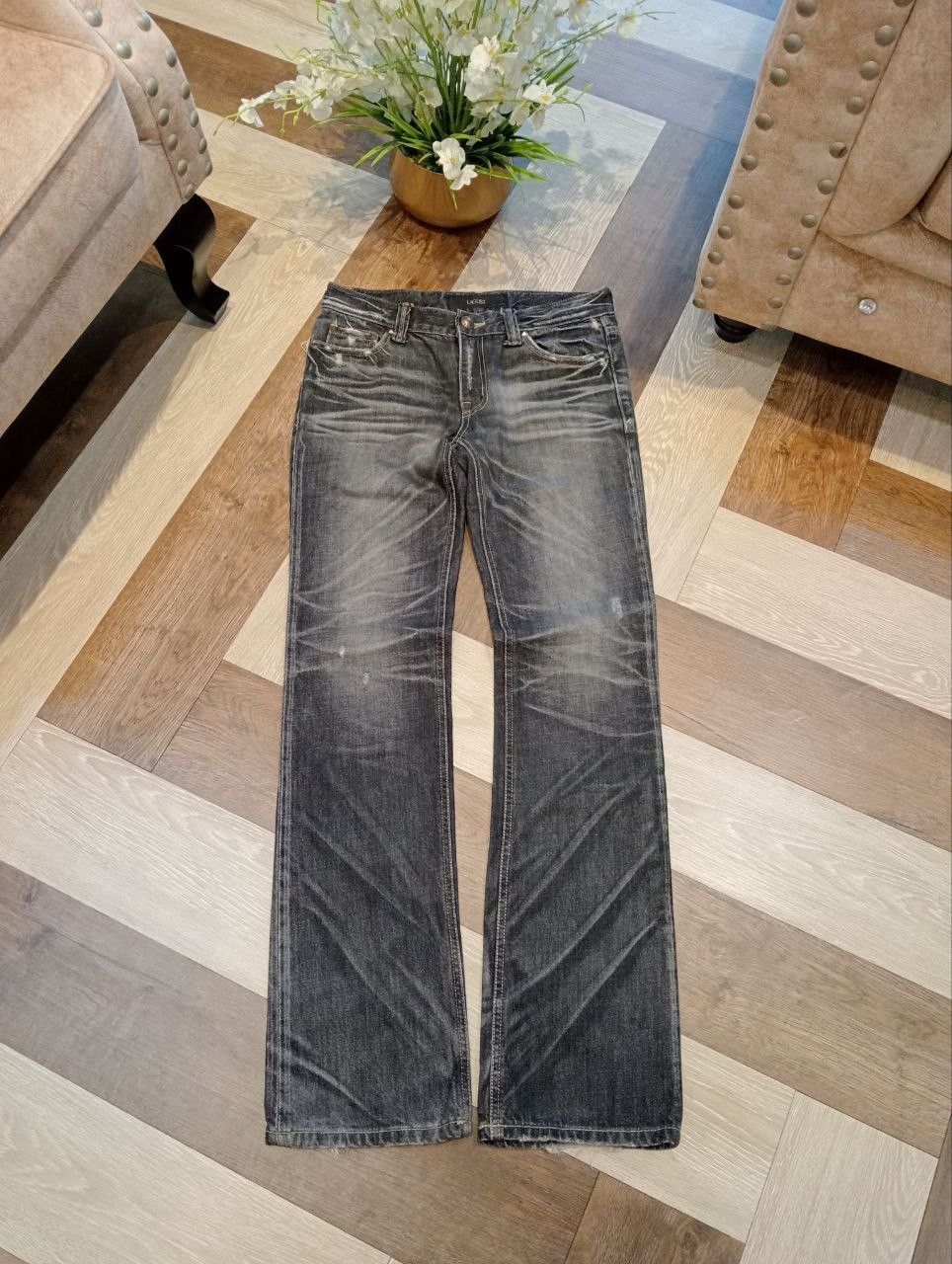 If Six Was Nine JAPANESE LAGUST FLARED DISTRESSED WASHED DENIM JEANS Size US 32 / EU 48 - 1 Thumbnail