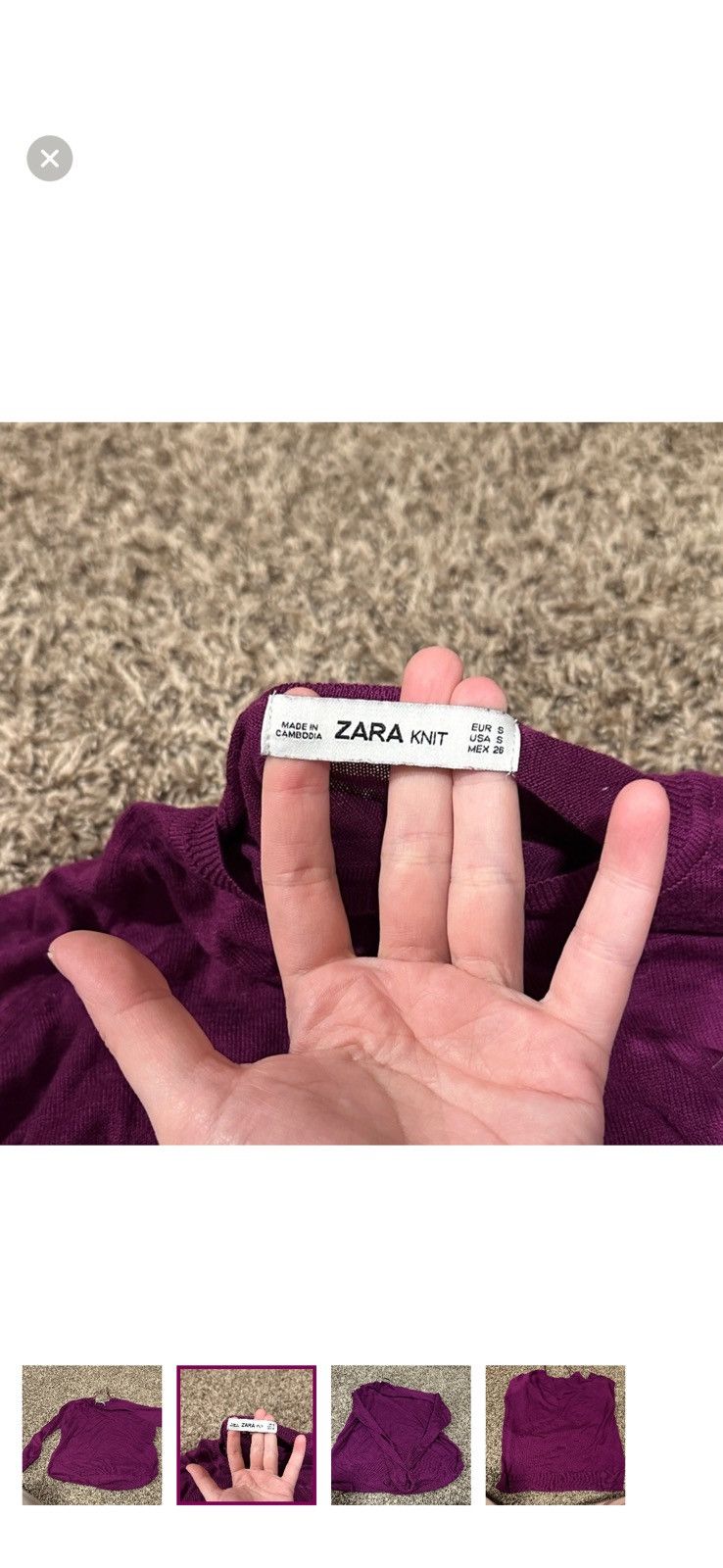 Zara Purple long sleeve Size S / US 4 / IT 40 - 2 Thumbnail
