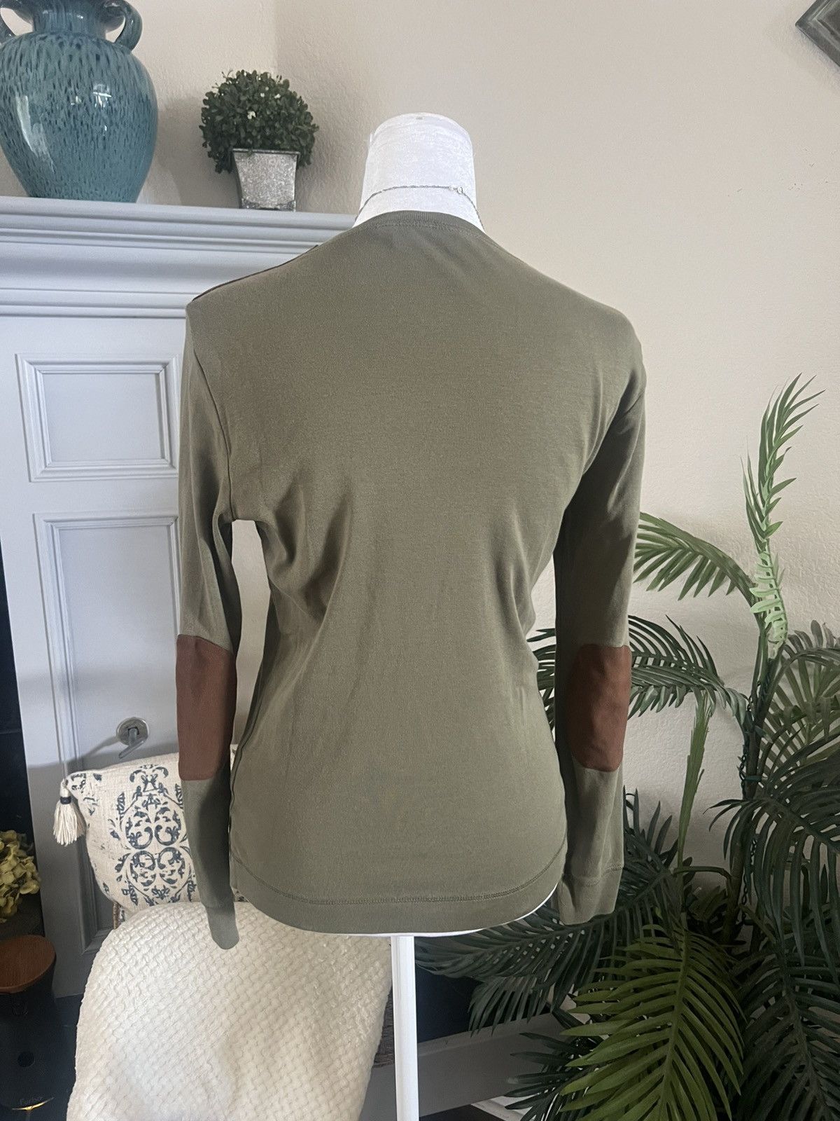 Lauren Ralph Lauren Ralph Lauren Olive Long Sleeve Top with Brown Detail M Size M / US 6-8 / IT 42-44 - 3 Thumbnail