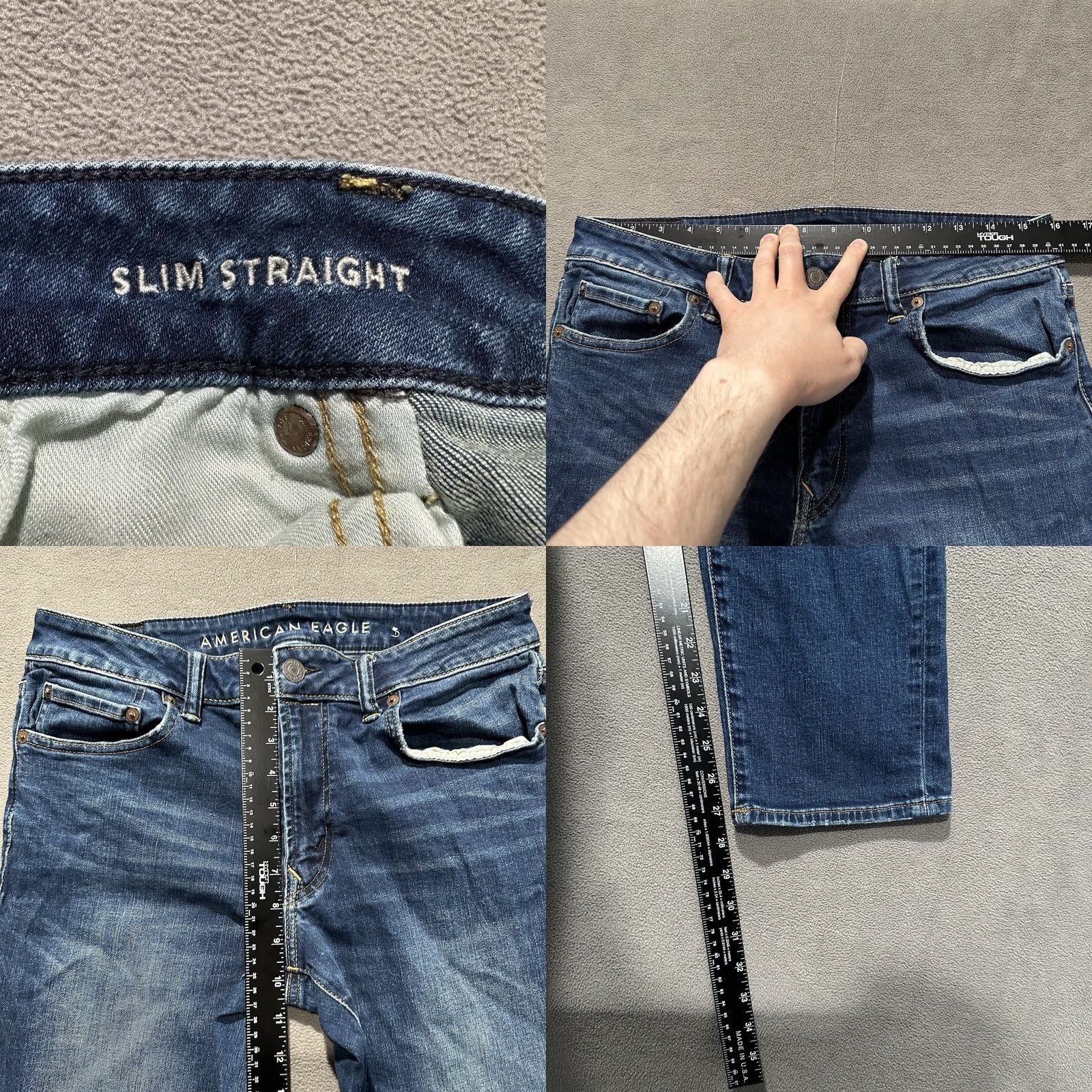 American Eagle Outfitters American Eagle Jeans Mens 33x30 Blue Denim Airflex Slim Straight GUC Size US 32 / EU 48 - 9 Thumbnail