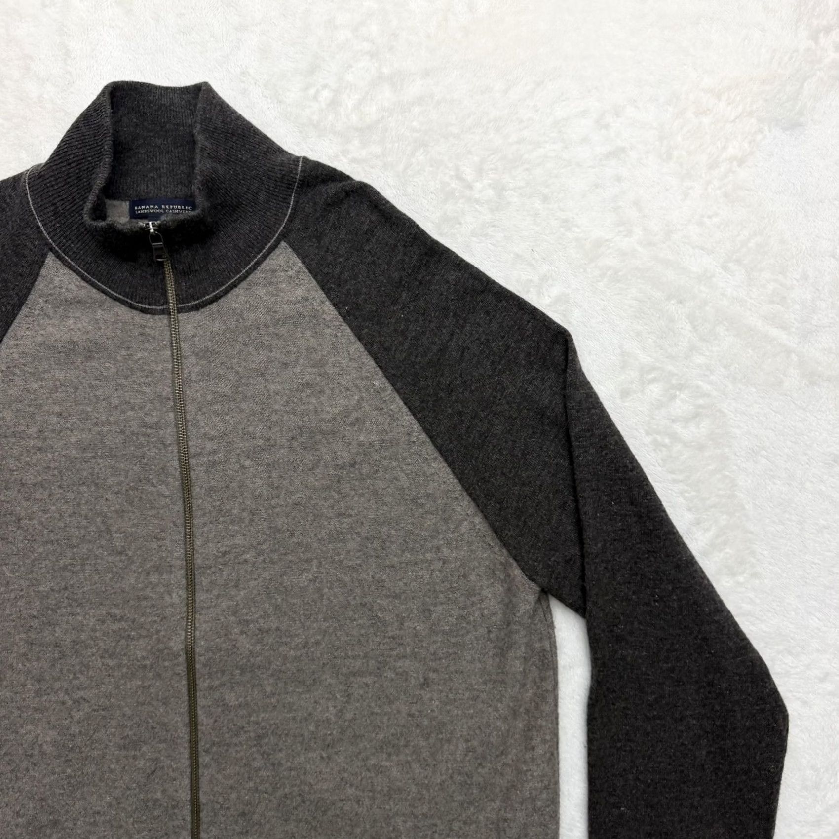 Banana Republic VINTAGE Banana Republic Jacket Mens XL Gray Lambswool Cashmere Blend Full Zip Mock Neck Size US XL / EU 56 / 4 - 3 Thumbnail