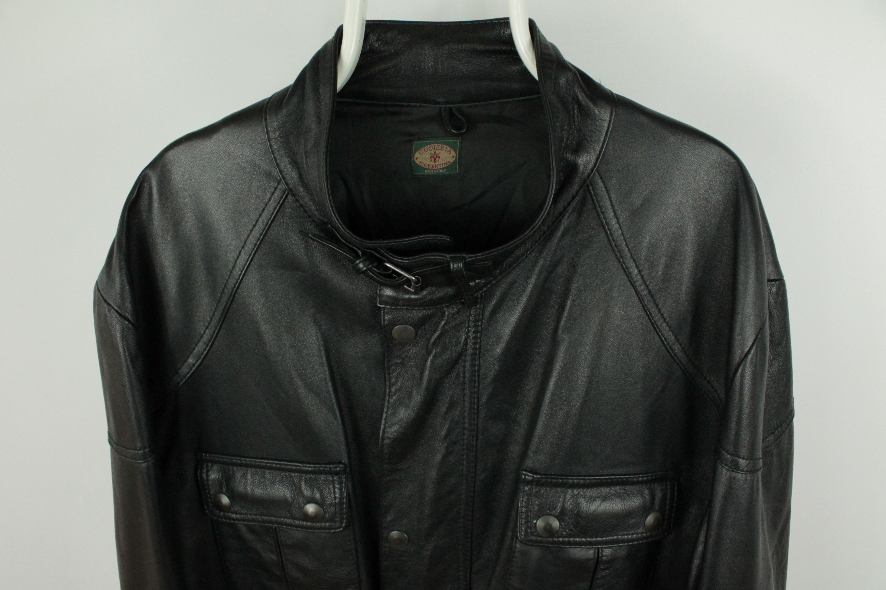 Vintage Vintage Cuoieria Fiorentina Black Leather Belted Jacket Size US XXL / EU 58 / 5 - 2 Thumbnail