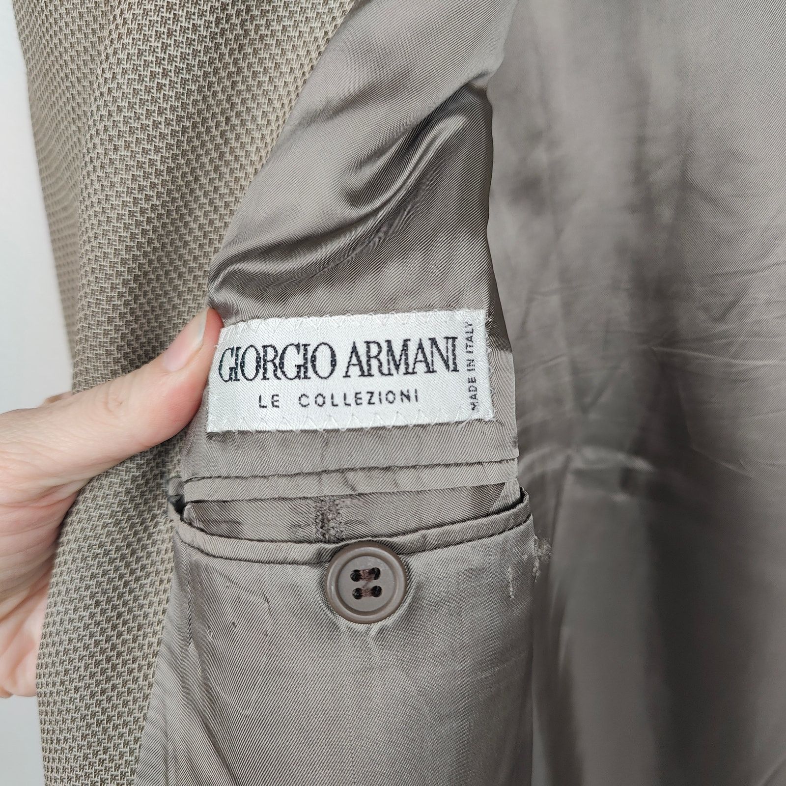 Armani Collezioni Vintage Giorgio Armani Collezioni Blazer 43 Tan Virgin Wool Size 42R - 10 Thumbnail