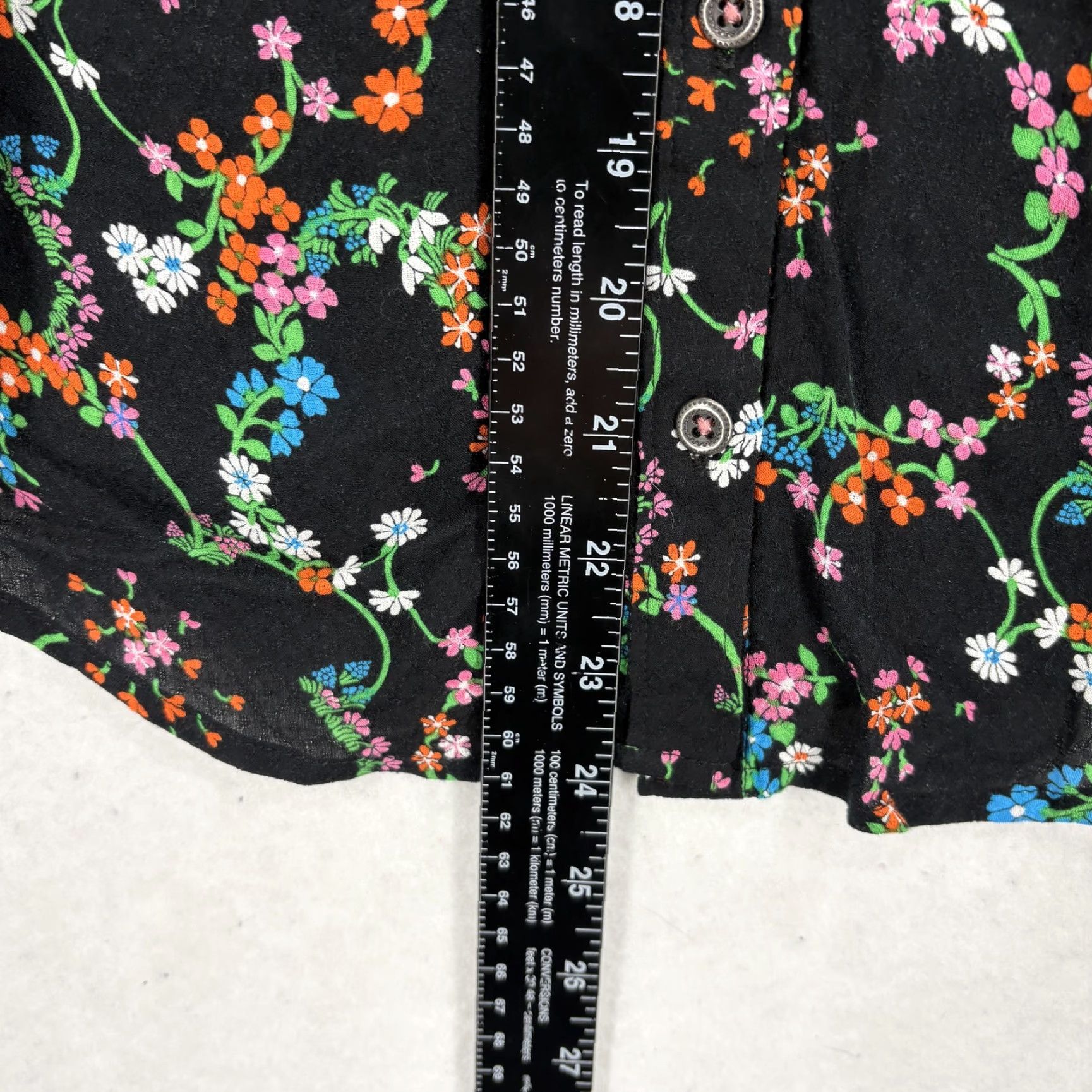Vintage Maeve Anthropologie Shirt Womens XS Black Floral Rayon Button Front Boho Blouse Size XS / US 0-2 / IT 36-38 - 5 Thumbnail