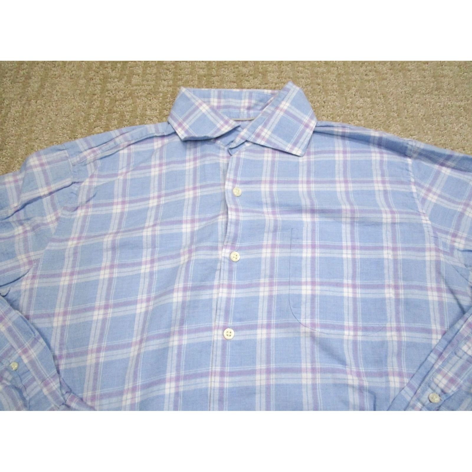 Peter Millar Peter Millar Shirt Men Medium Blue Check Long Sleeve Button Up Broadmoor Resort Size US M / EU 48-50 / 2 - 2 Thumbnail