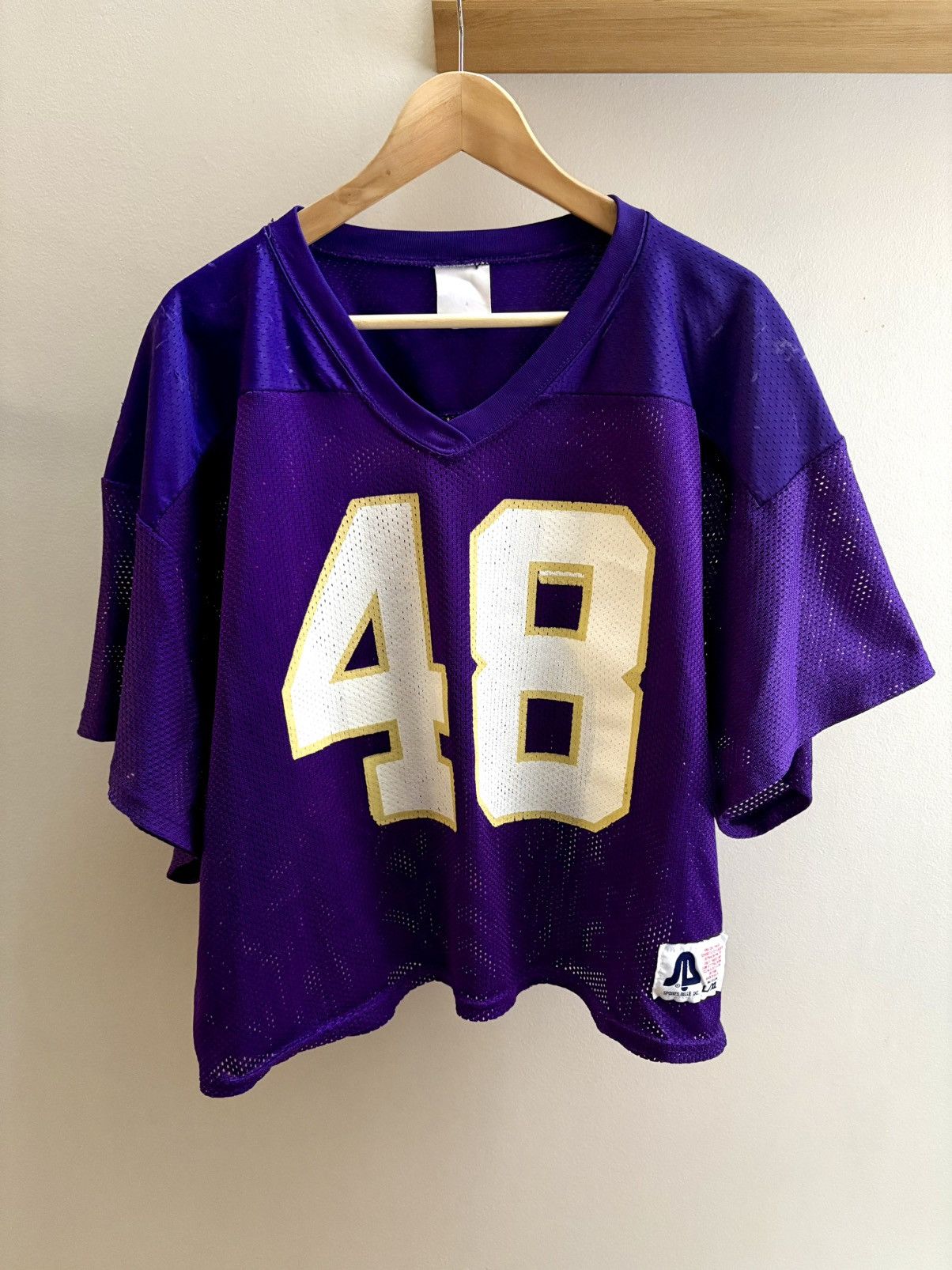 Vintage Sports Belle VTG 90s purple mesh NO. 48 football jersey L/XL Size US L / EU 52-54 / 3 - 1 Thumbnail