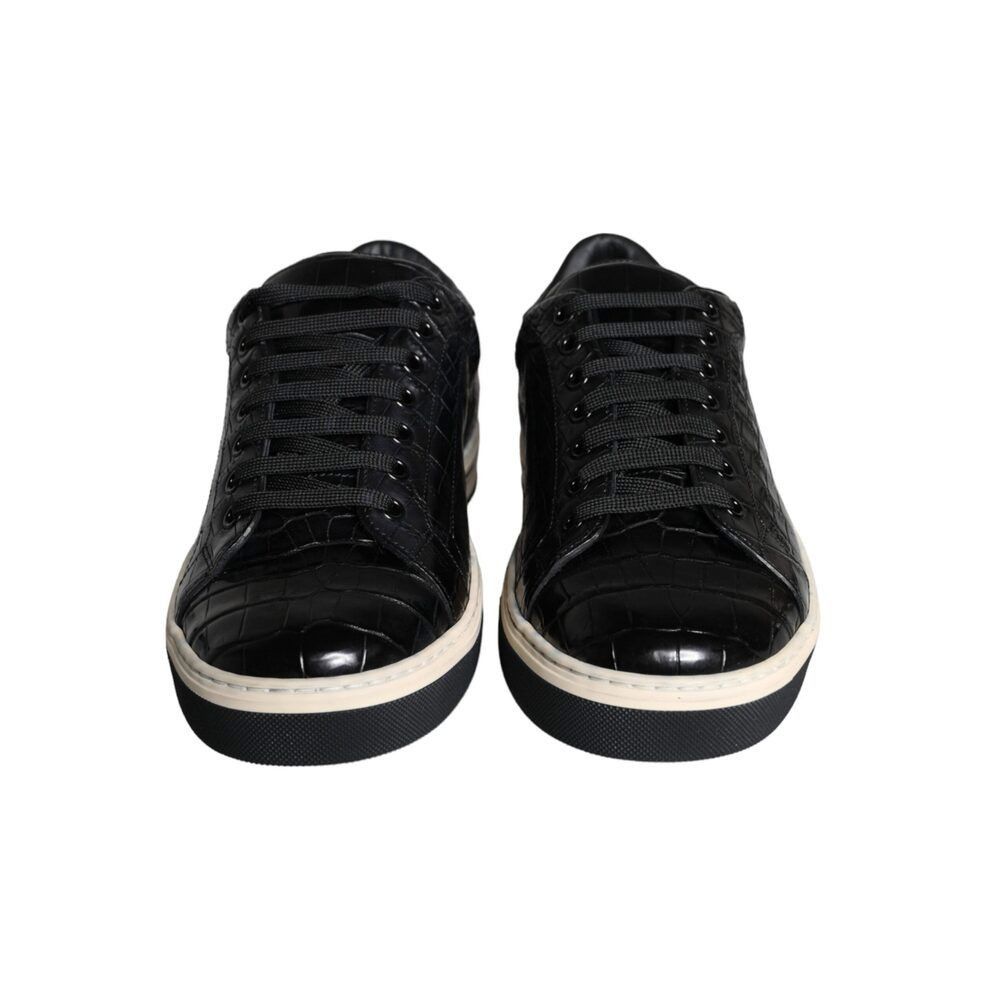 Dolce & Gabbana Dolce & Gabbana Black Leather Men Low Top Sneakers Shoes Size US 6 / EU 39 - 2 Thumbnail