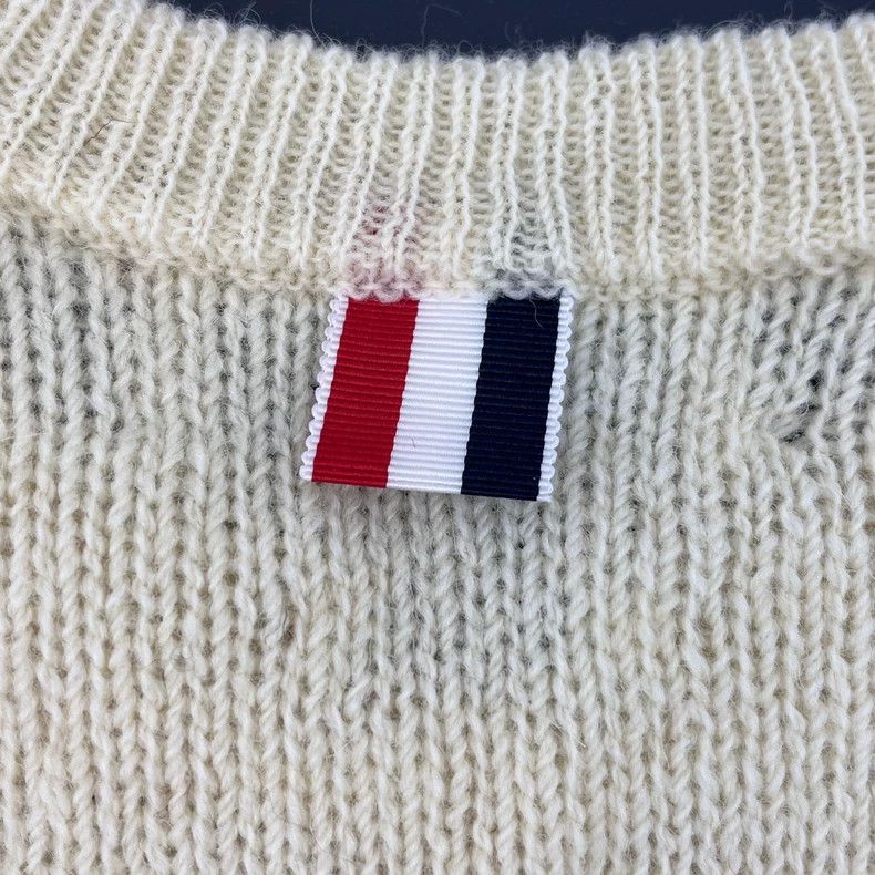 Thom Browne Thom Browne Size 42Beige Wool Classic logo Sweater 2501-Nex Size US XS / EU 42 / 0 - 8 Thumbnail